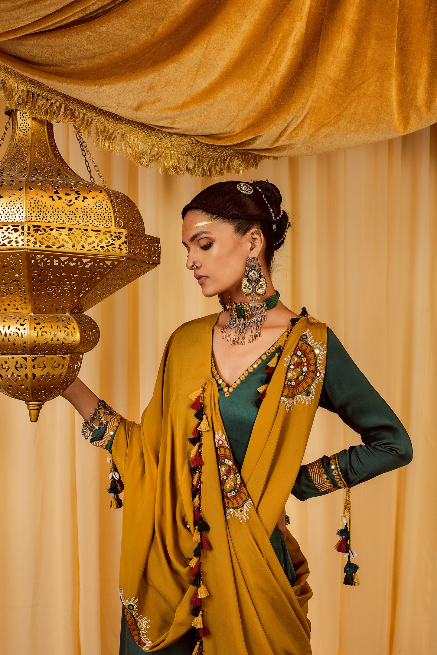 Teal green Anarkali suit with churidaar