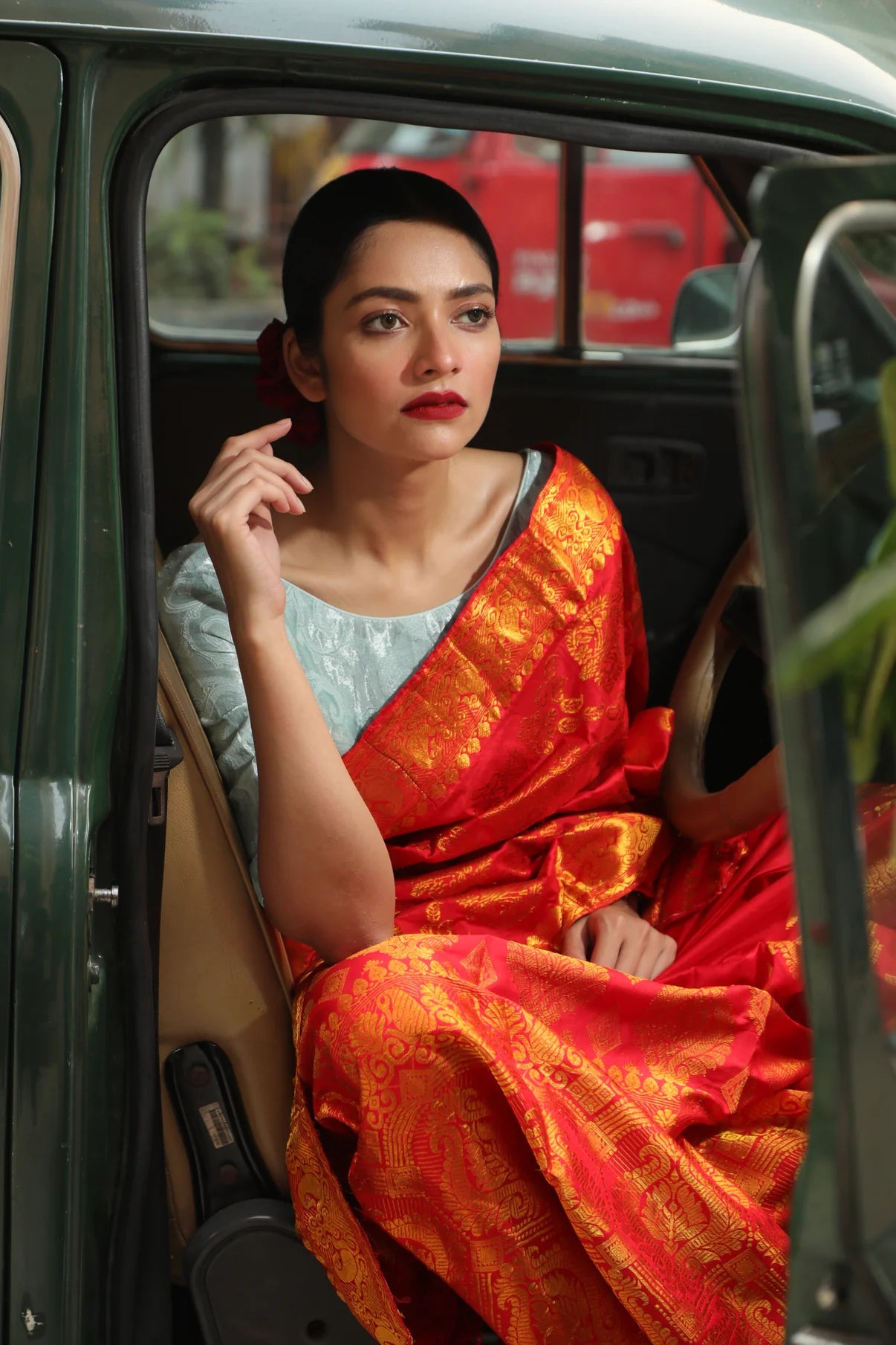 Red Bridal Mekhela Chadar With Heavy Brocade Assam Saree