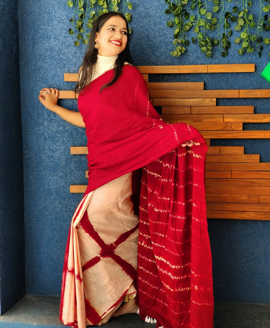 Tara Red Cotton Handloom saree