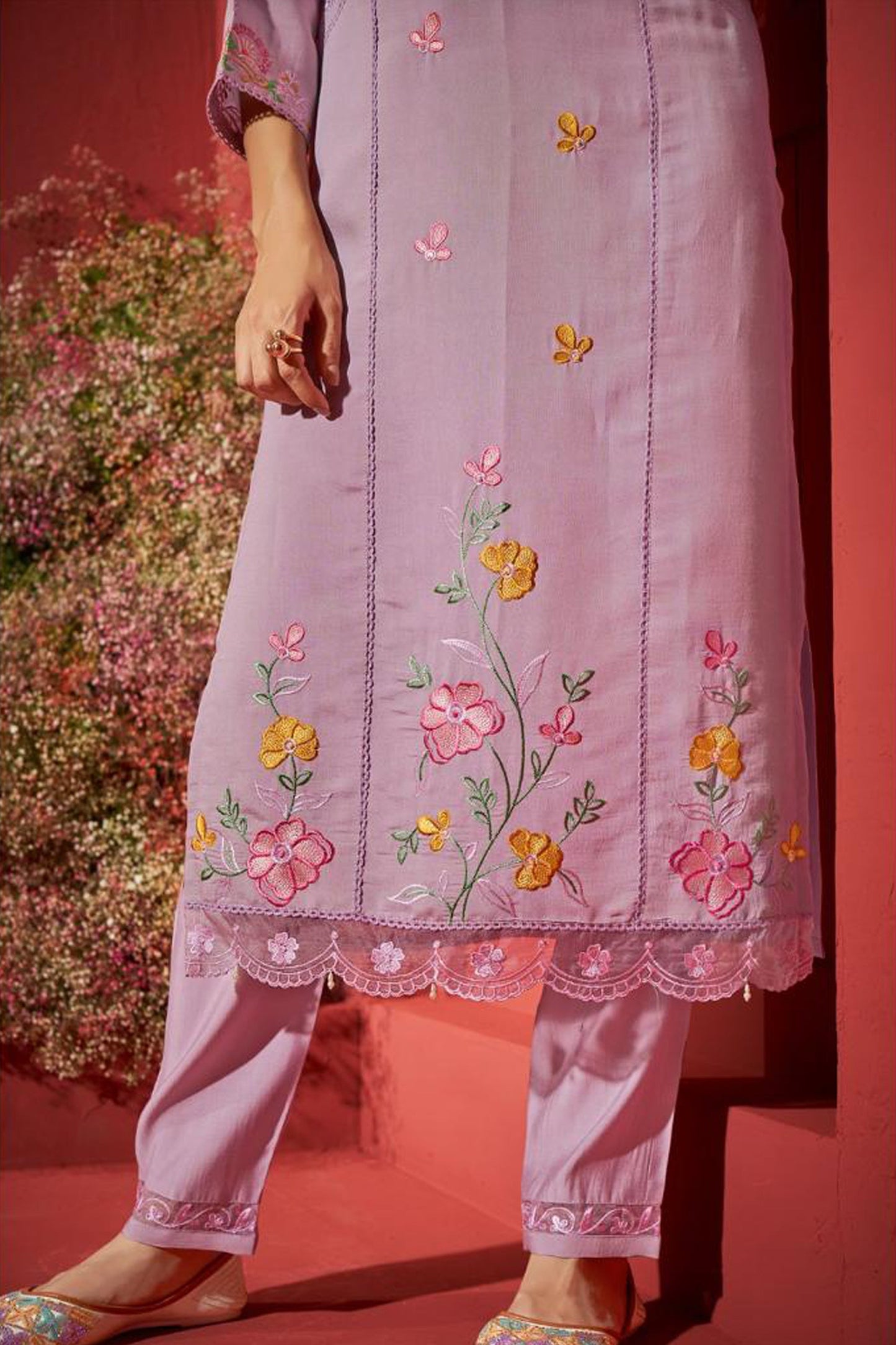 Lavender Bliss Silk Kurta Set