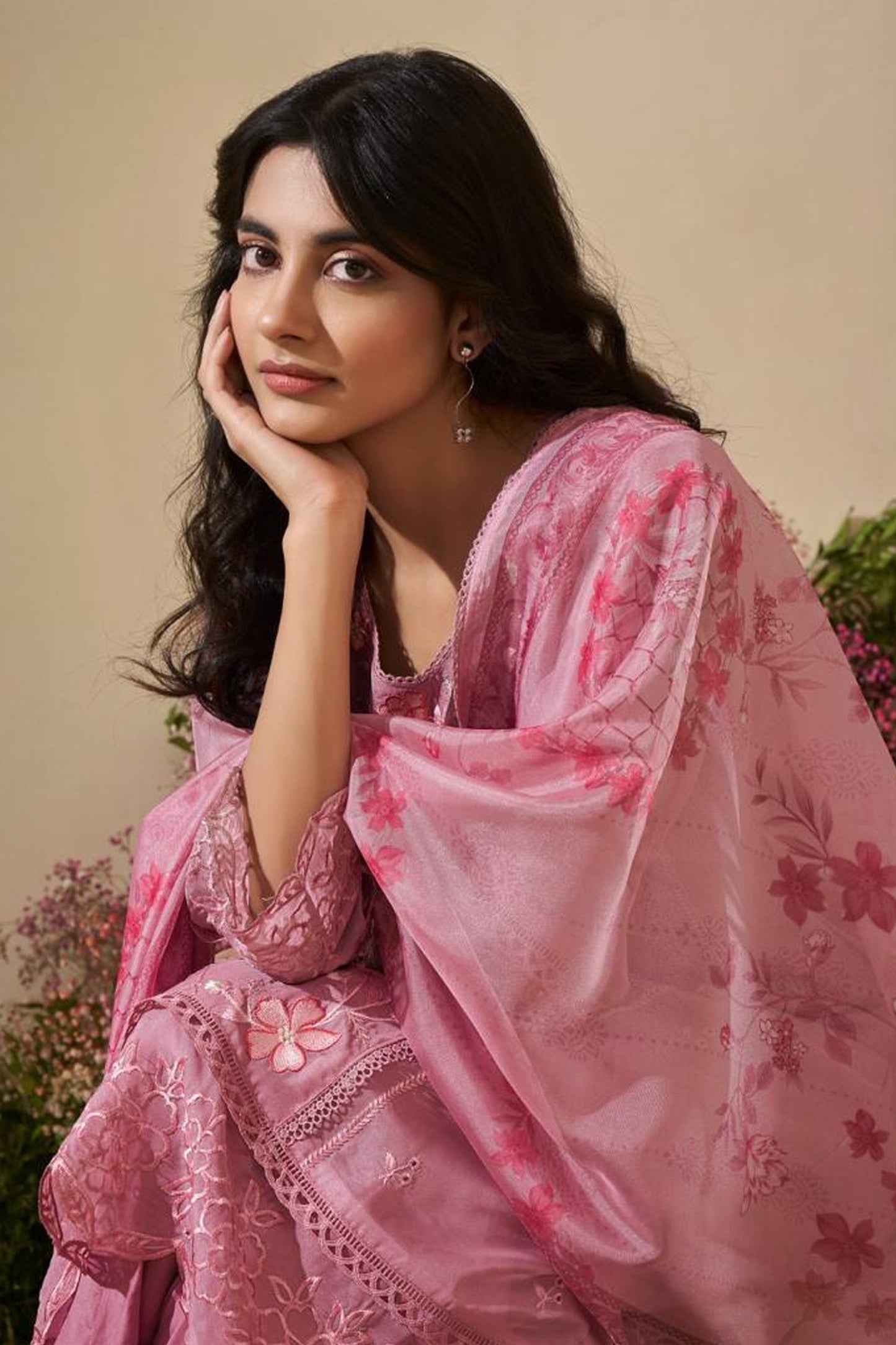 Rose Dusk Organza Kurta Set