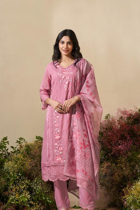 Rose Dusk Organza Kurta Set