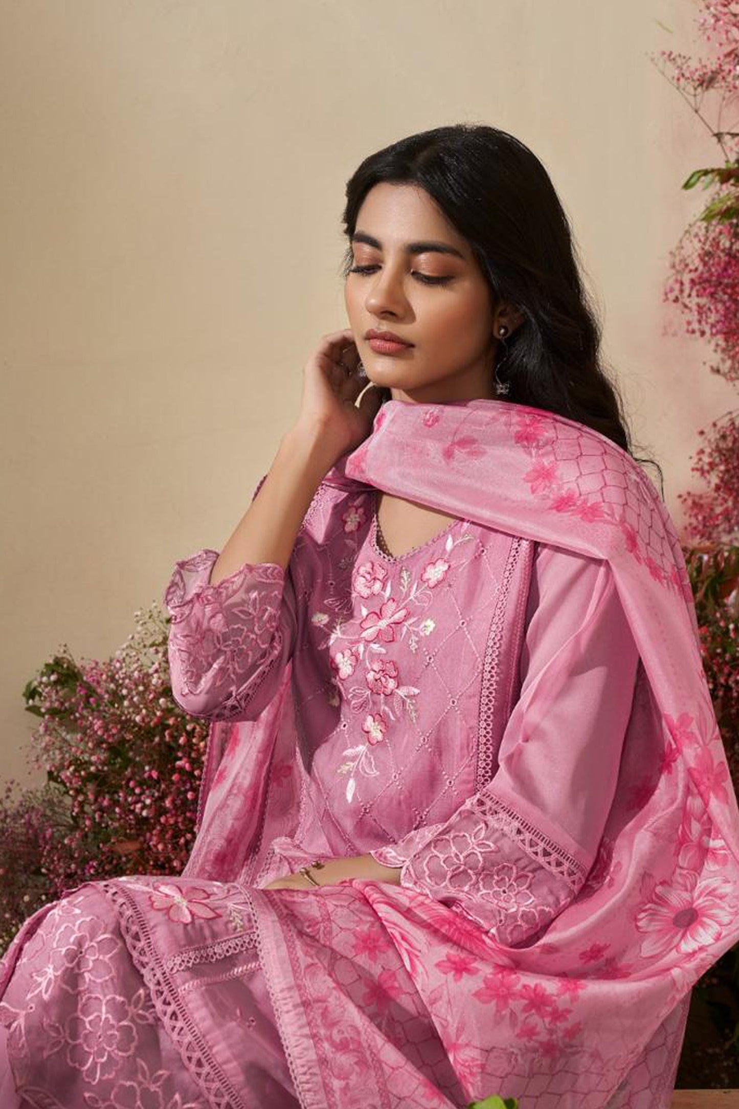 Rose Dusk Organza Kurta Set