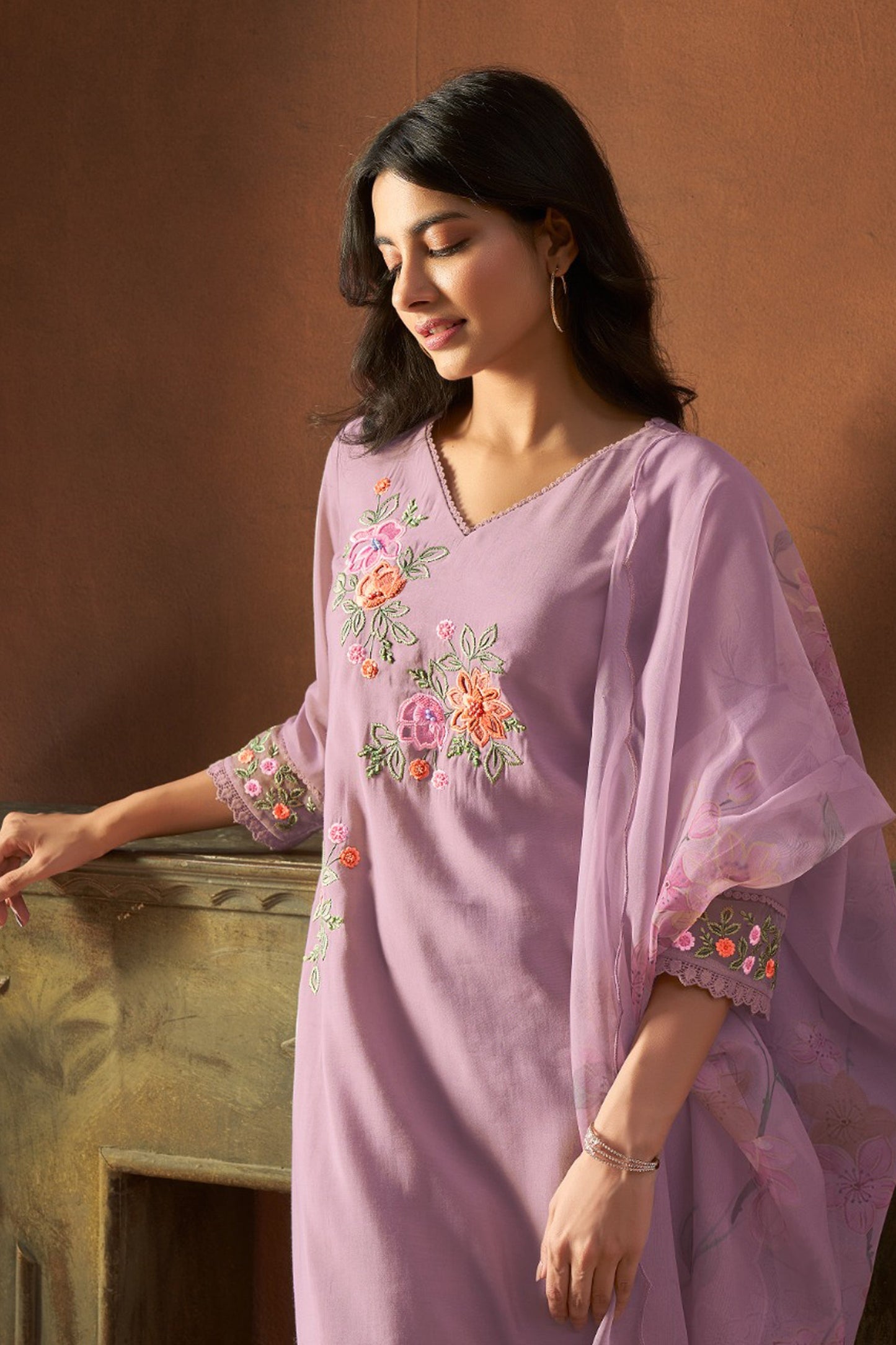 Lilac Meadow Embroidered Kurta Set