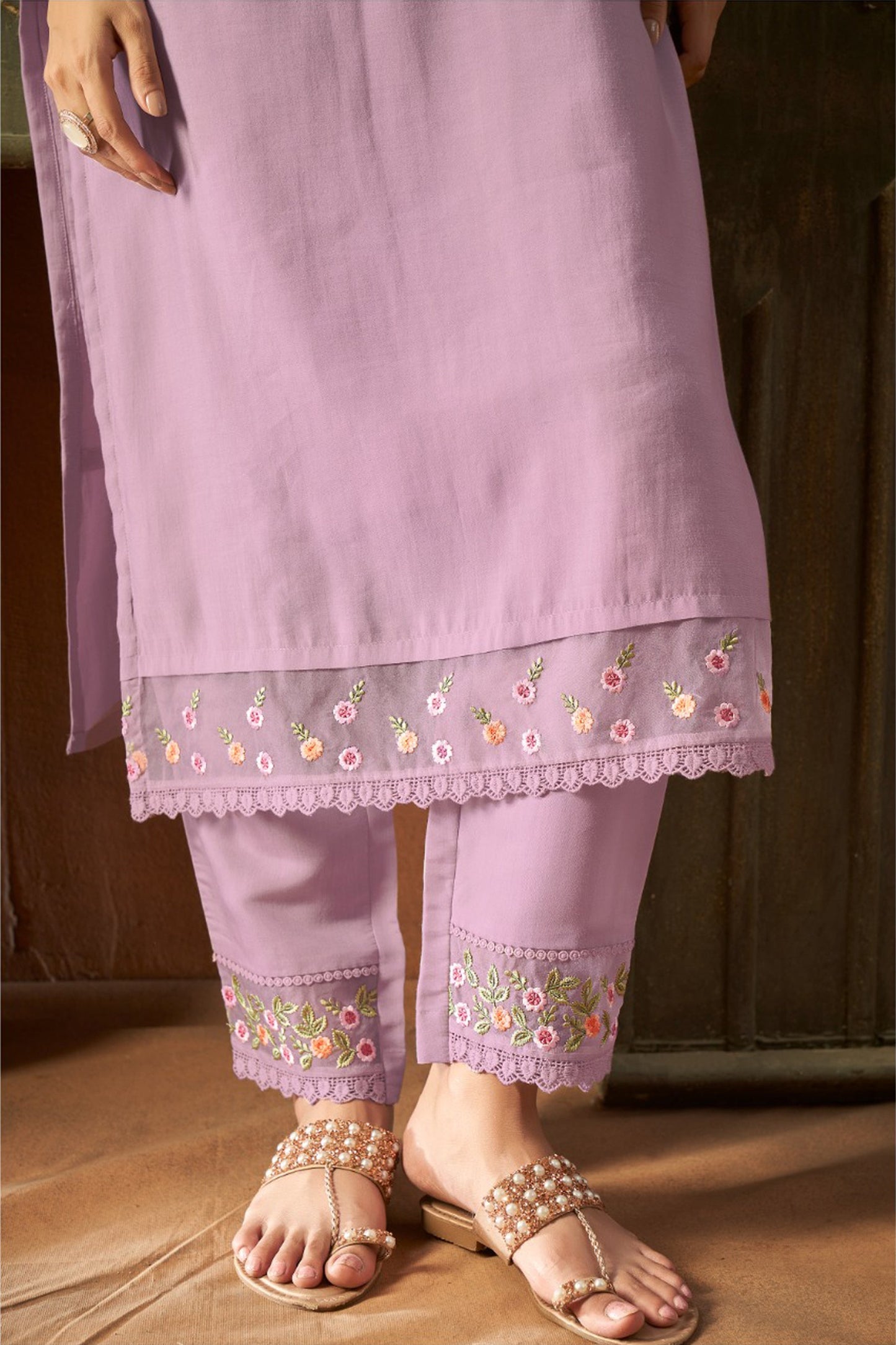 Lilac Meadow Embroidered Kurta Set