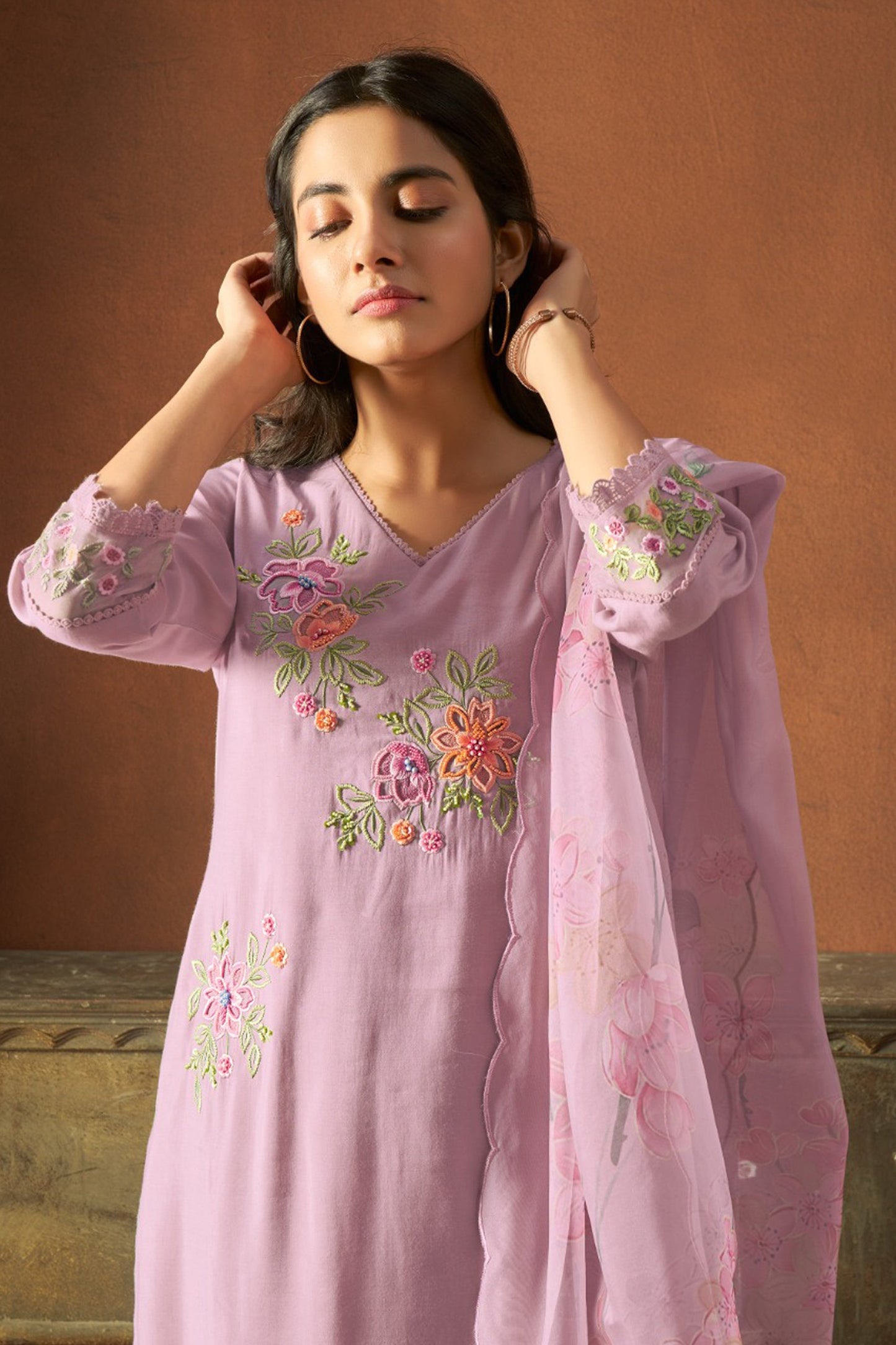 Lilac Meadow Embroidered Kurta Set