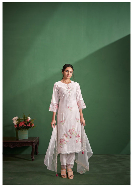 White Bliss Thread Embroidered Kurta Set