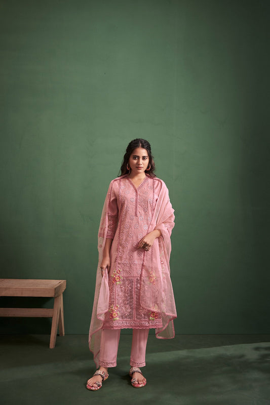 Chanderi Silk Embroidered Kurta Set