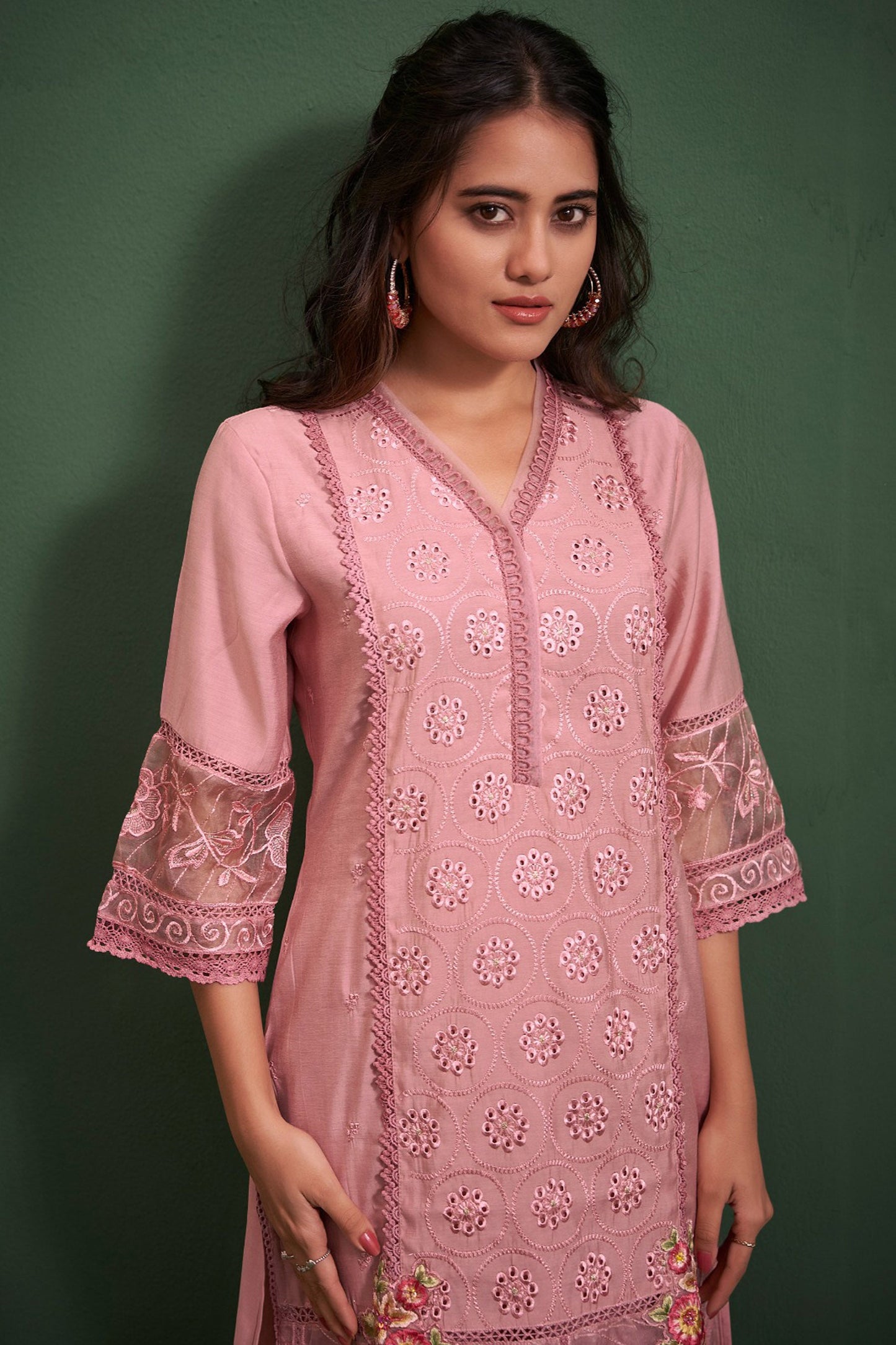 Chanderi Silk Embroidered Kurta Set