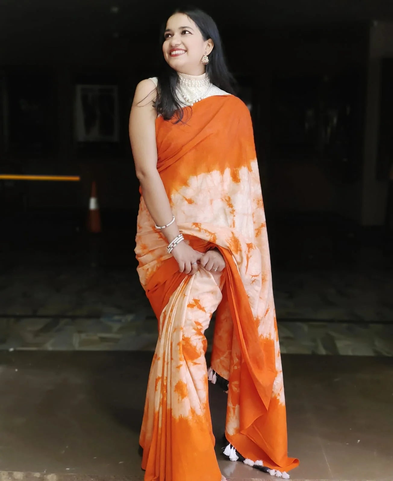 Kamal Orange Cotton Handloom saree