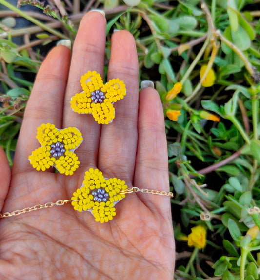 Unique Handmade Fabric Jewellery - Yellow