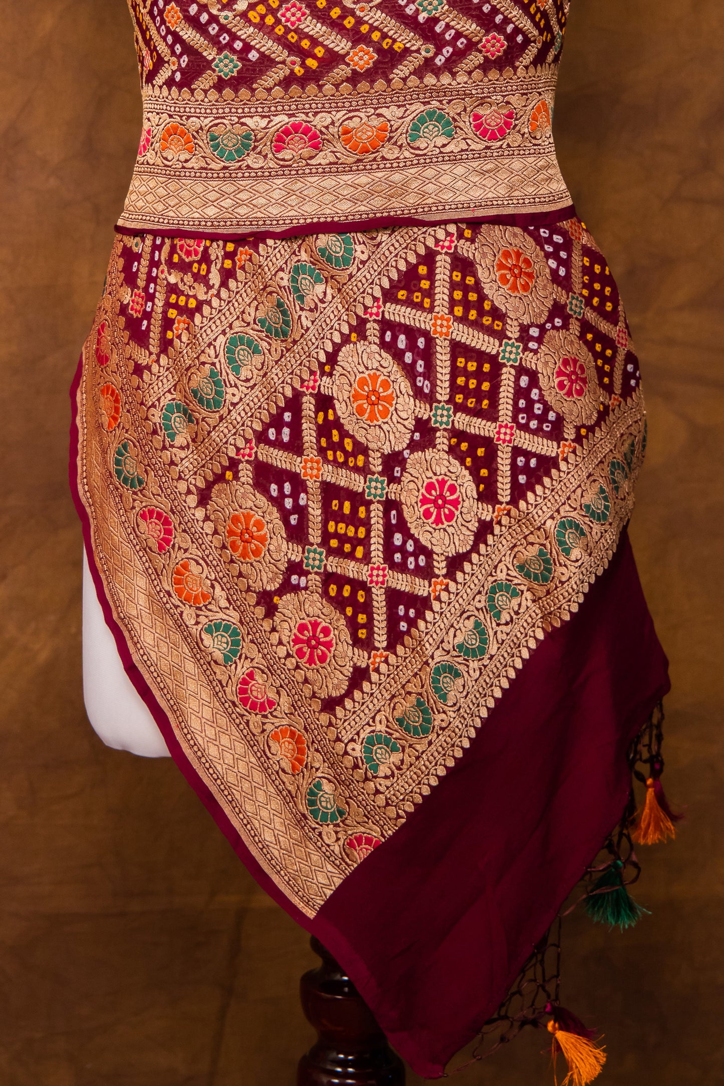 Chocolate Georgette Khaddi Pure Silk Dupatta - Panaya