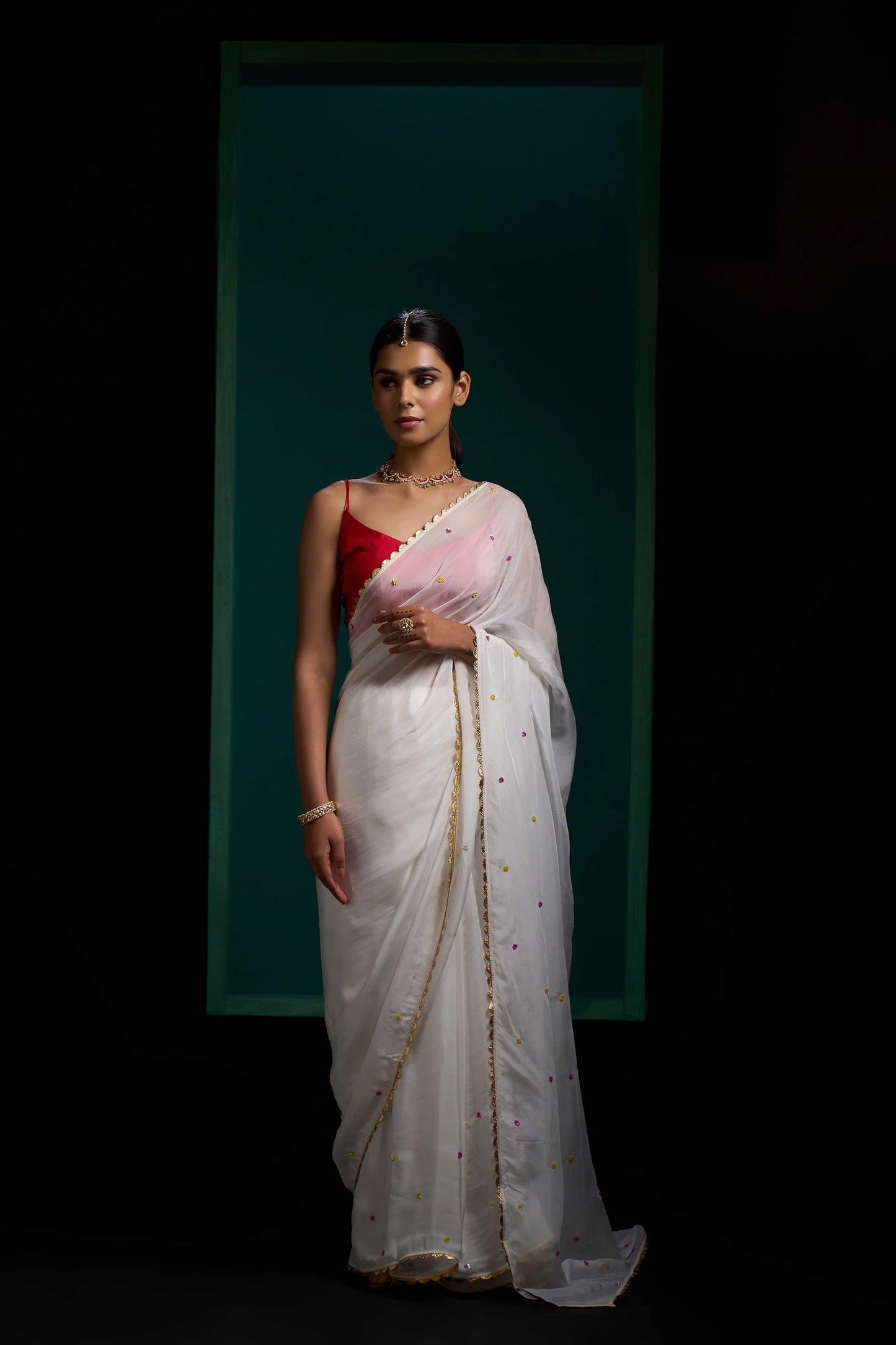 Noori White Organza Saree