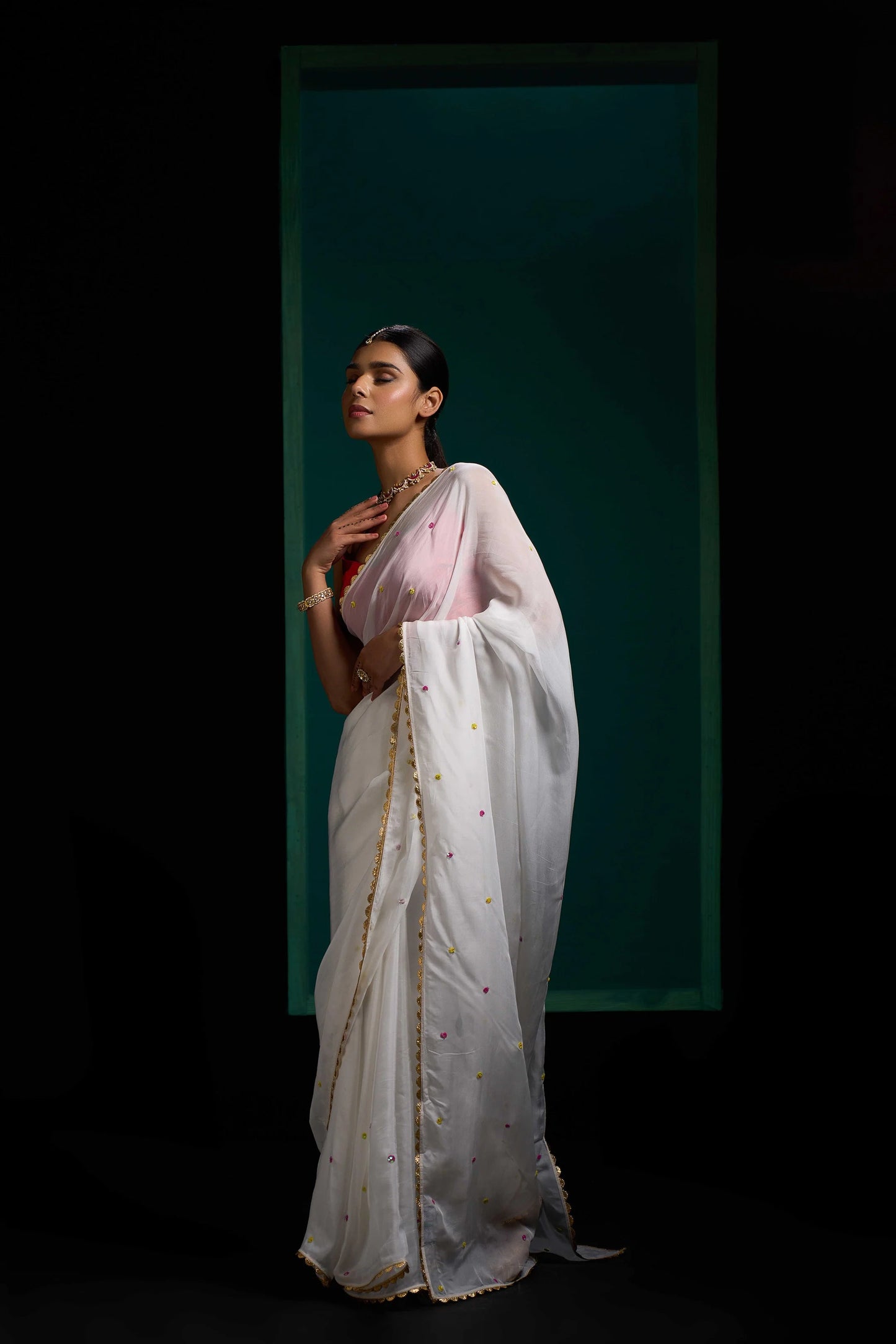 Noori White Organza Saree