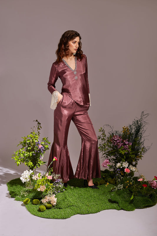 FLAIR Plum pant shirt