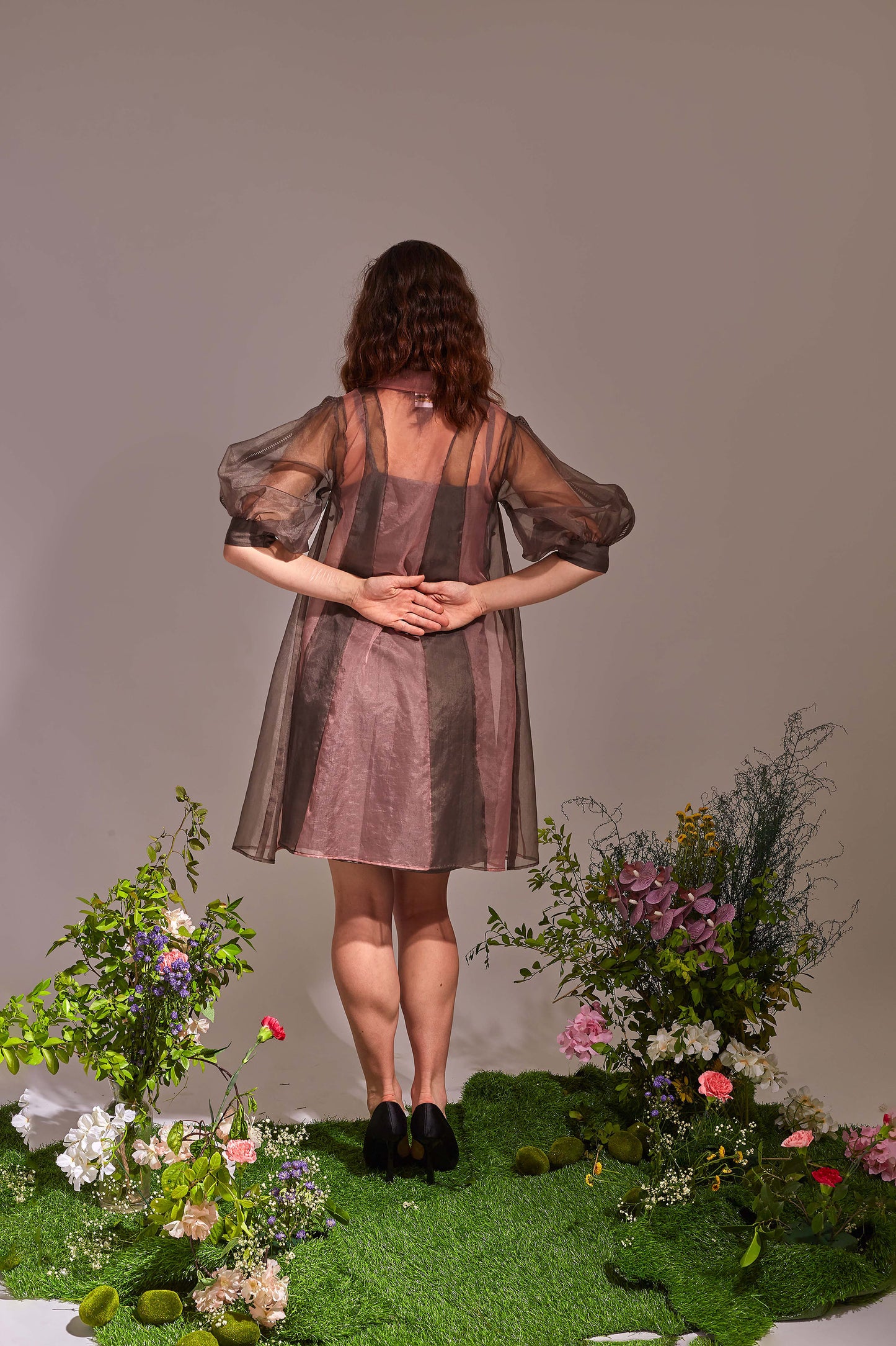 FORREST  Dark Grey and Dusty Pink Dress