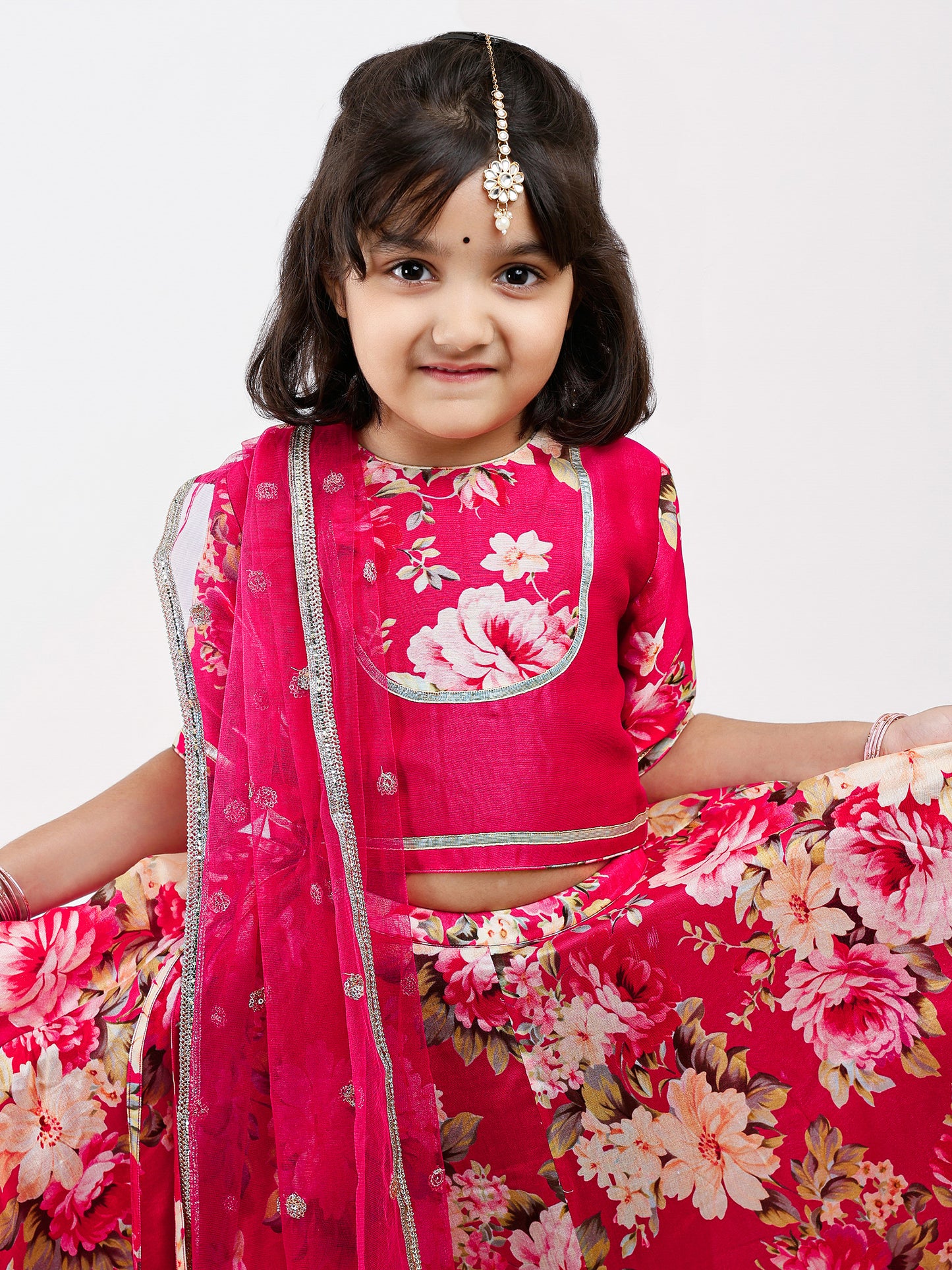 Pink Kids Floral Lehenga