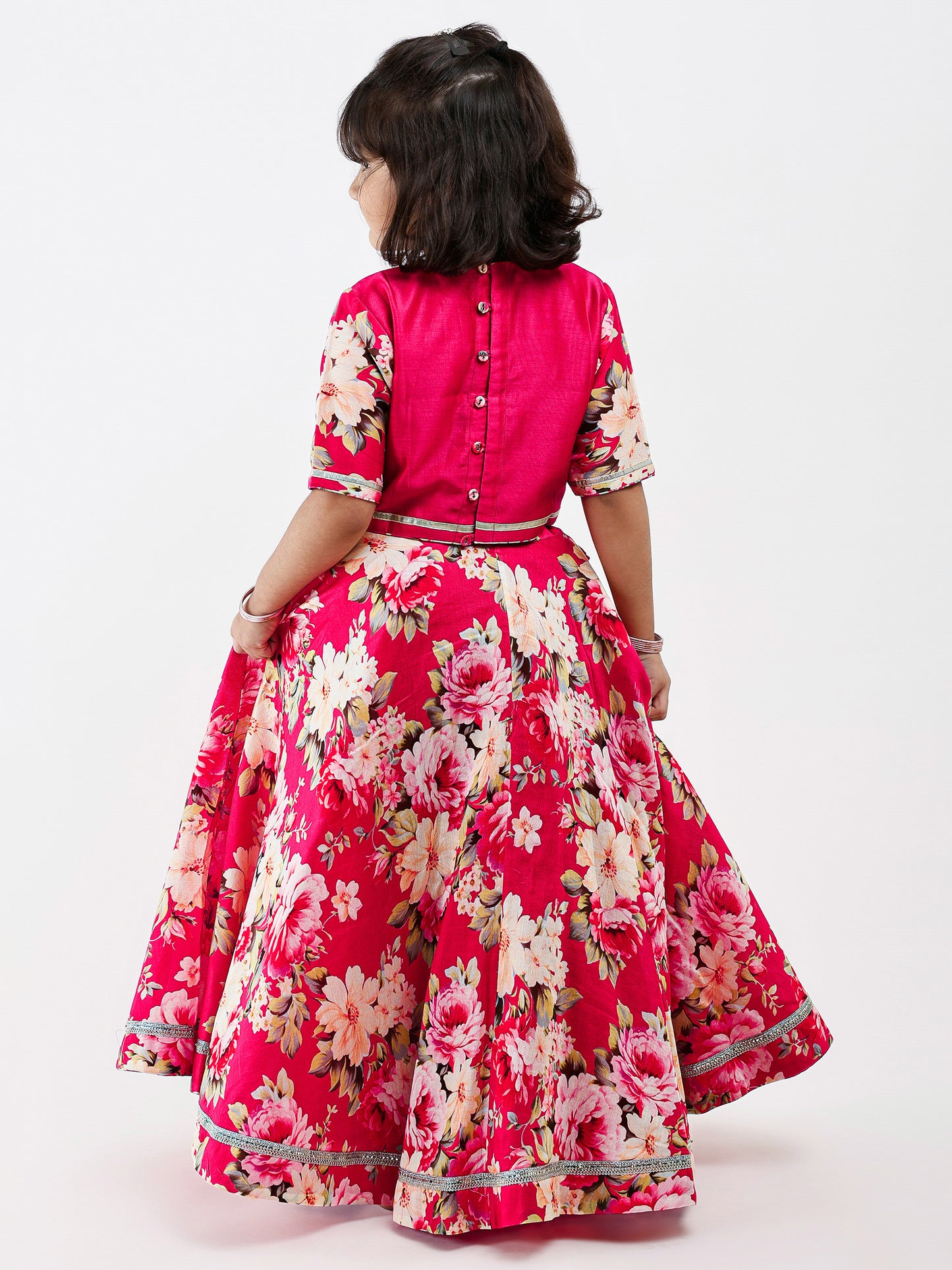 Pink Kids Floral Lehenga