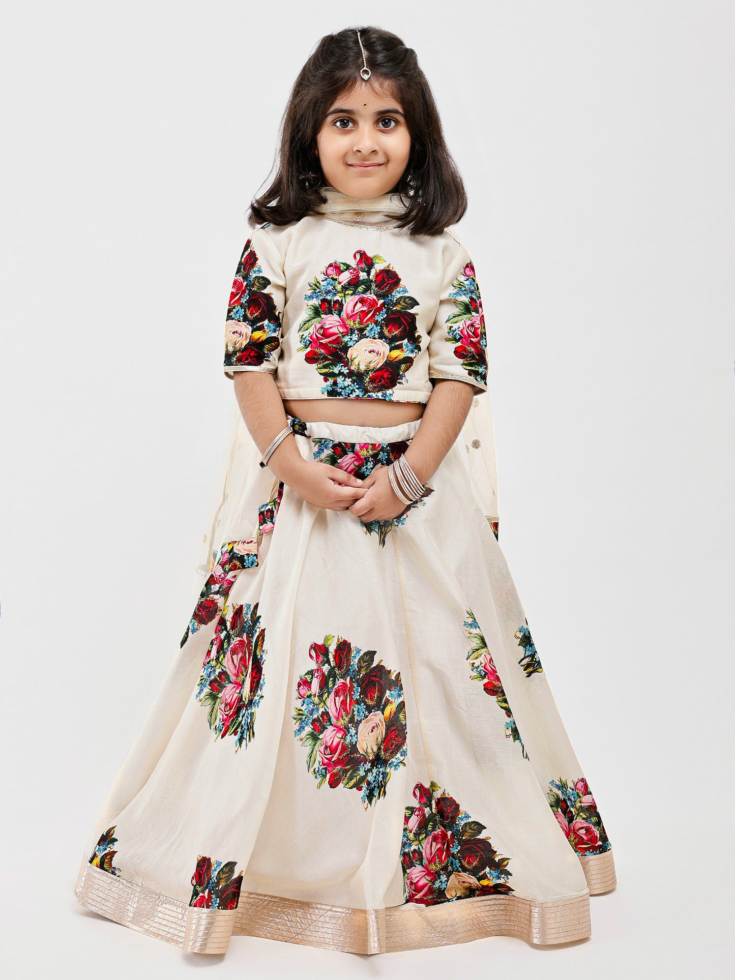 Ivory kids Floral lehenga