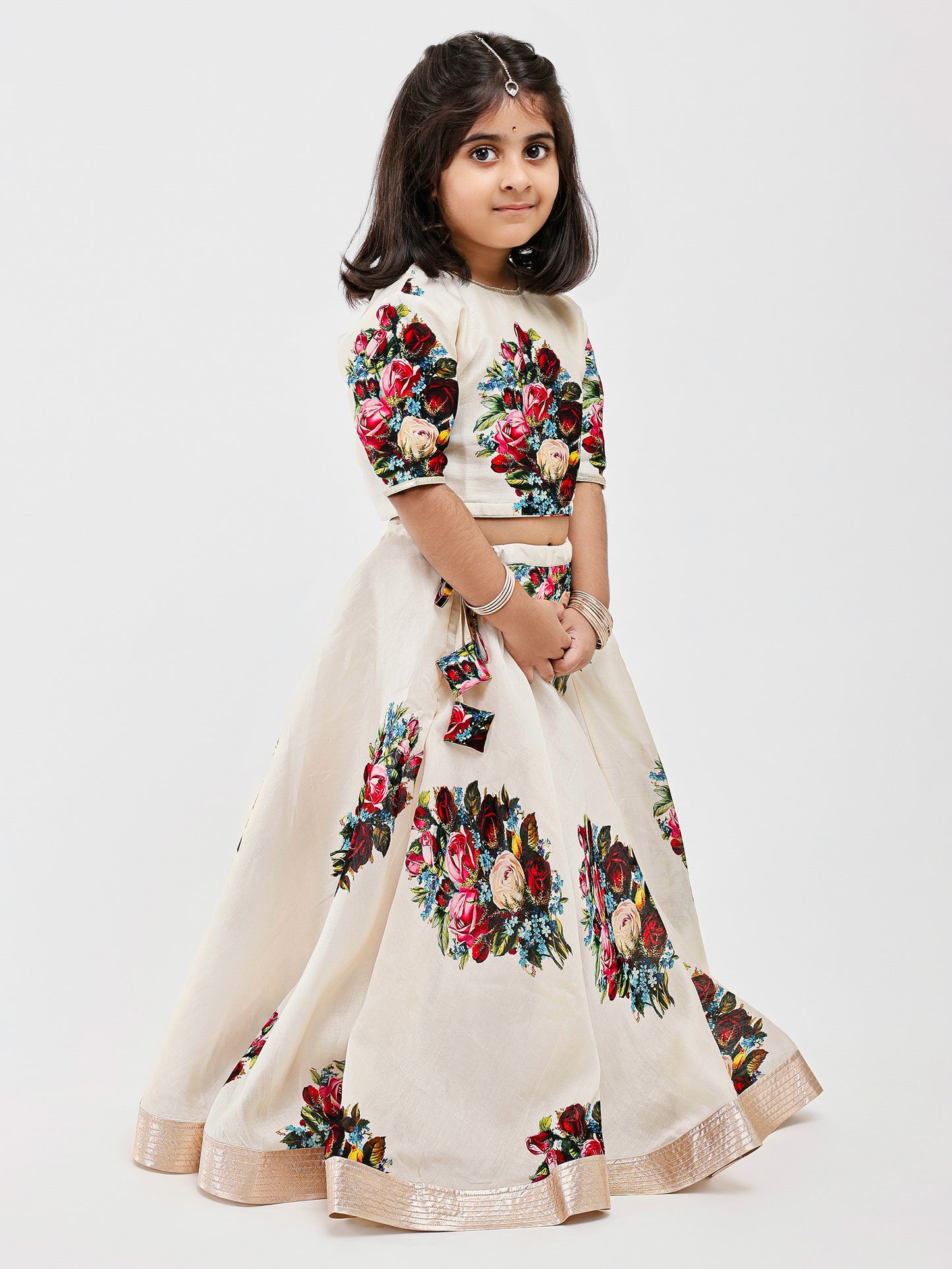 Ivory kids Floral lehenga