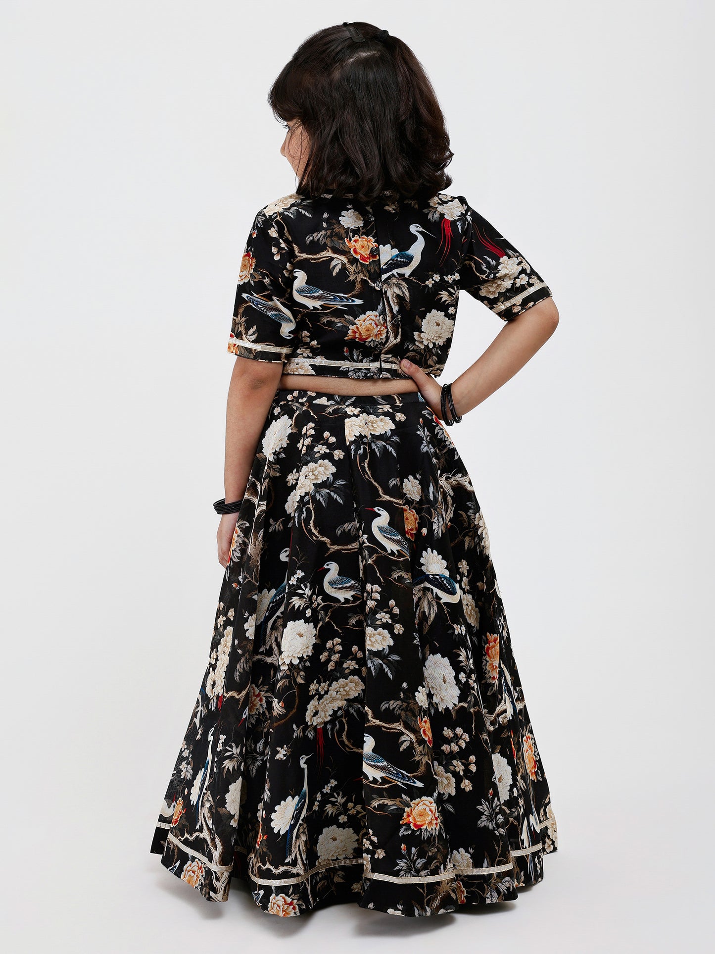 Black Floral kids lehenga