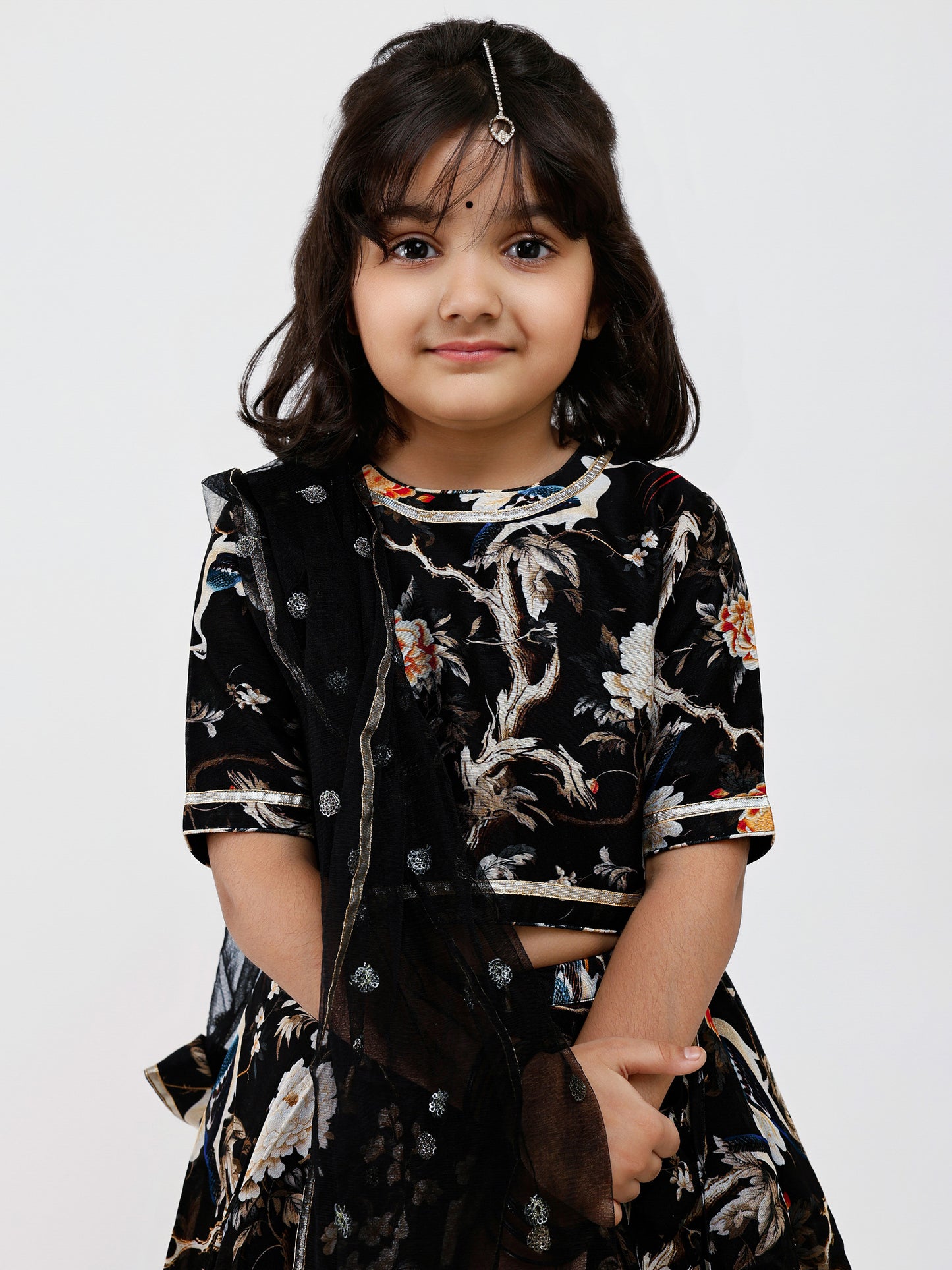 Black Floral kids lehenga