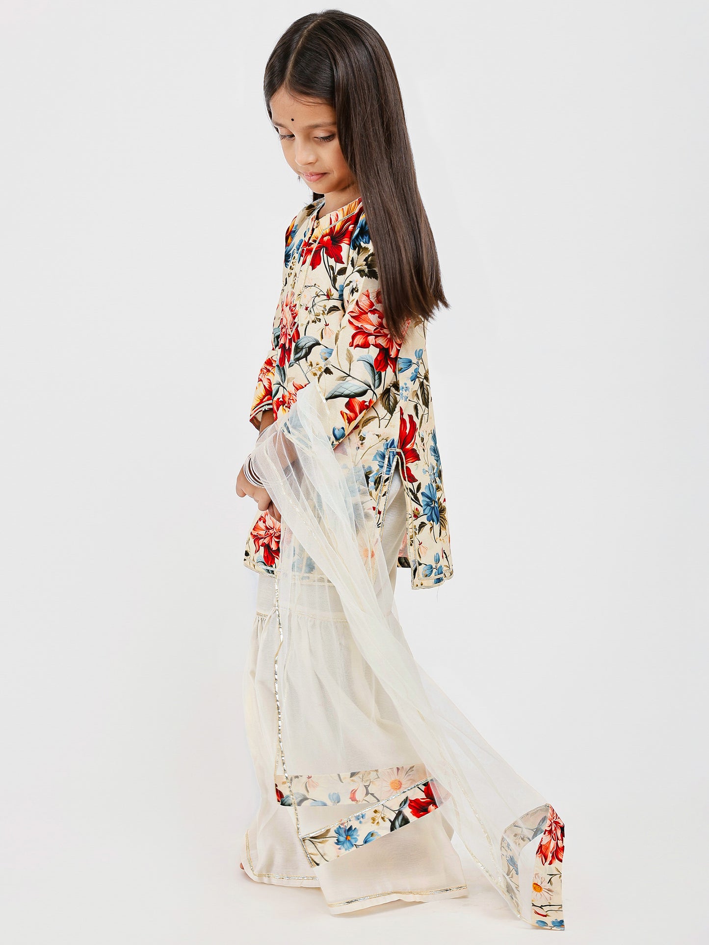 Ivory Digital print Floral Sharara