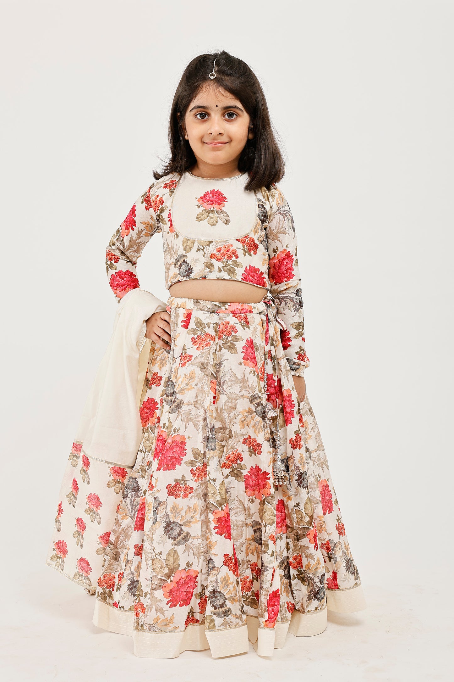 Ivory Floral Kids Lehenga