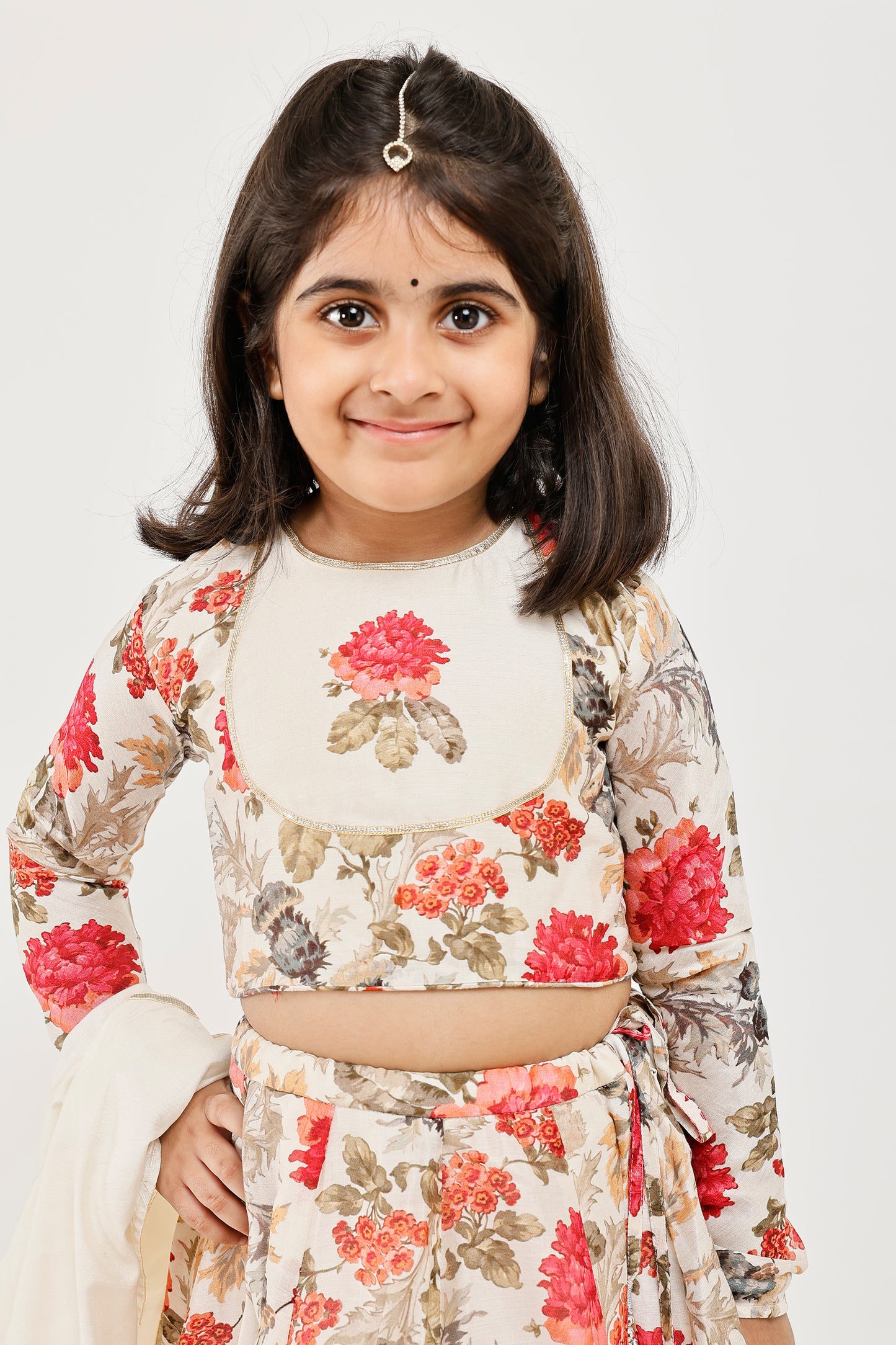 Ivory Floral Kids Lehenga