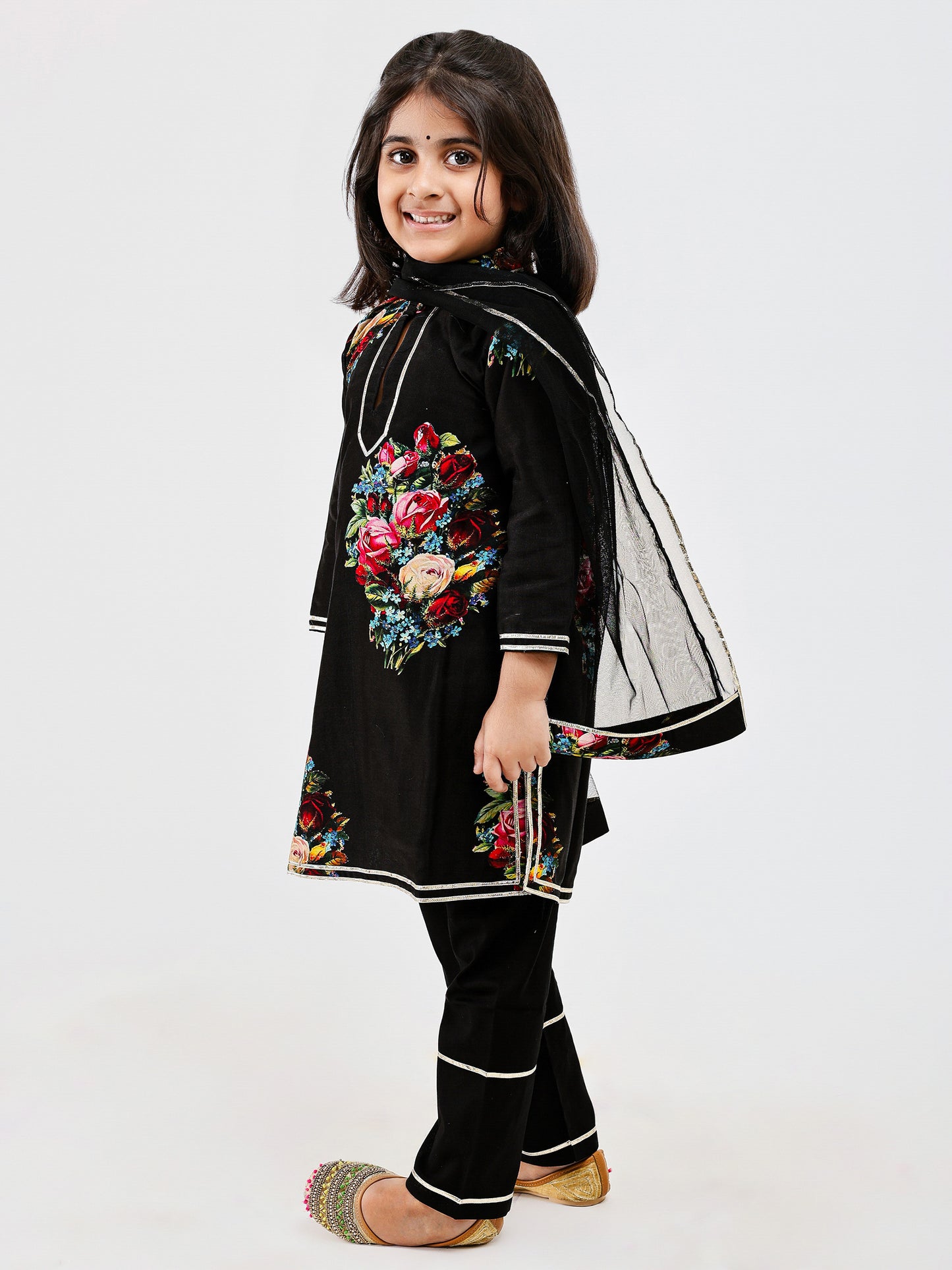 Black Chanderi and cotton Printed Kurta Pajama