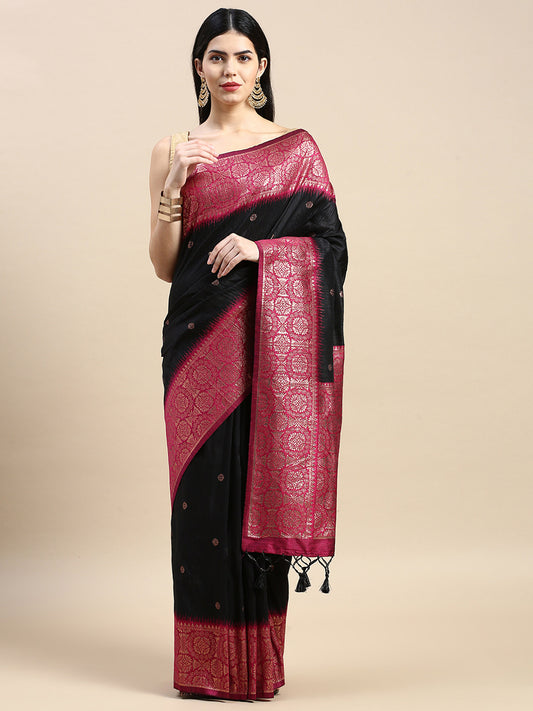 Black Vaisali Zari Woven Banarasi Silk saree