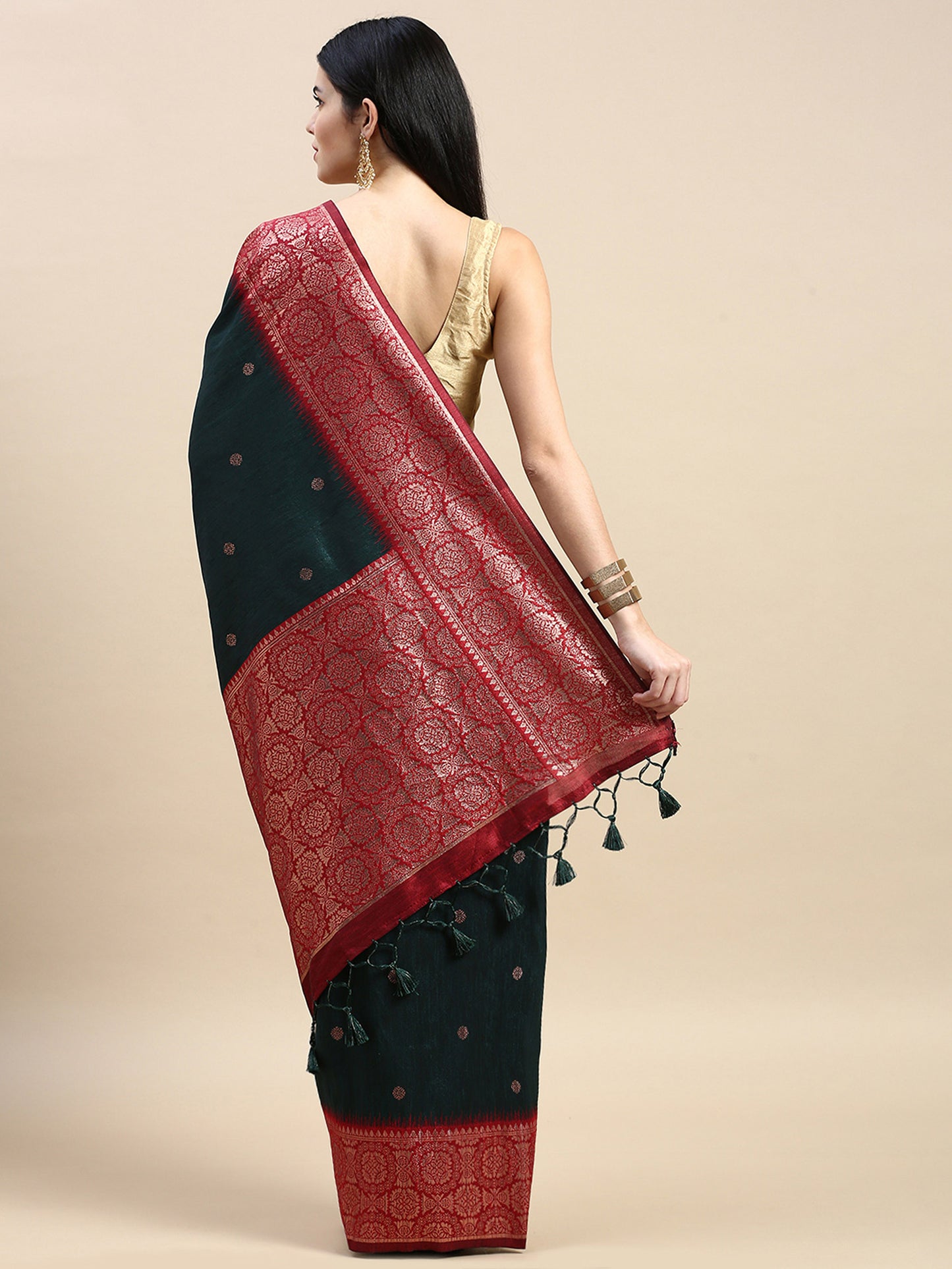 Bottle Green Vaisali Zari Woven Banarasi Silk saree