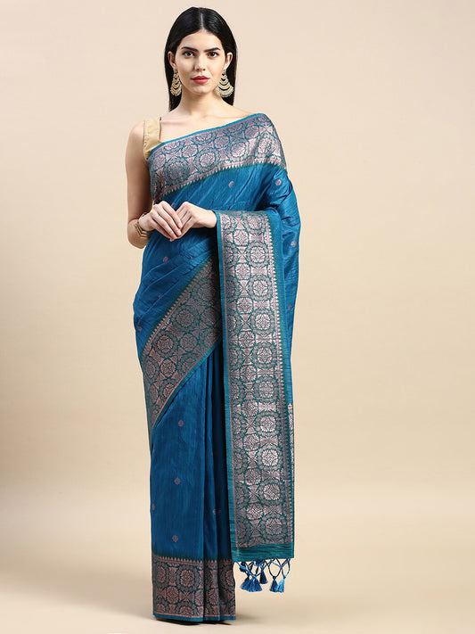 Firozi Vaisali Zari Woven Banarasi Silk saree