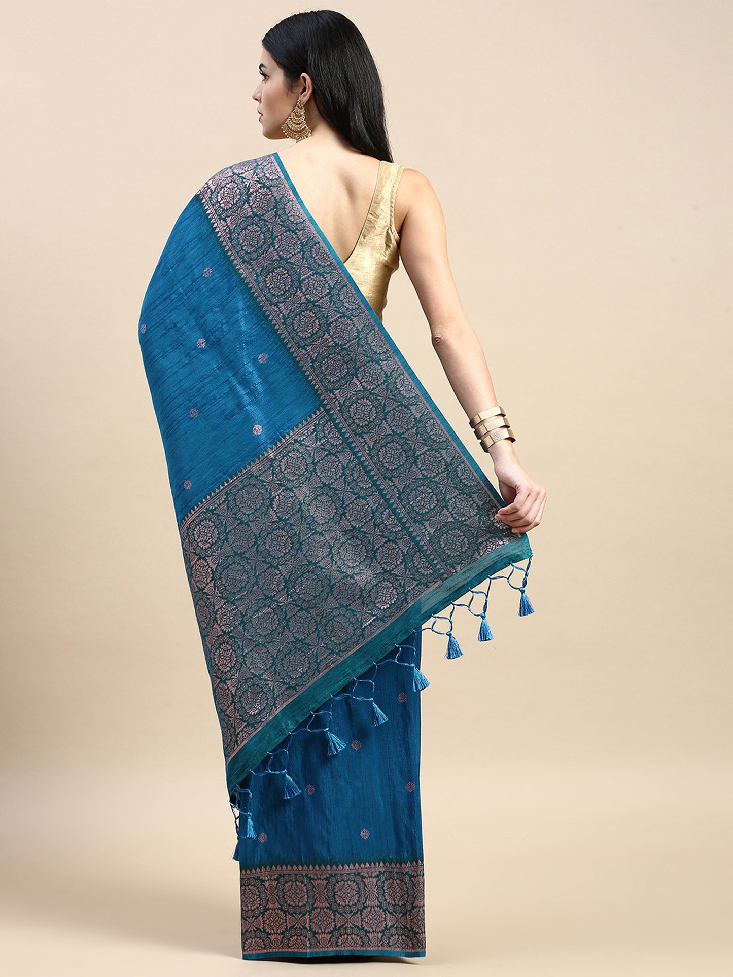 Firozi Vaisali Zari Woven Banarasi Silk saree