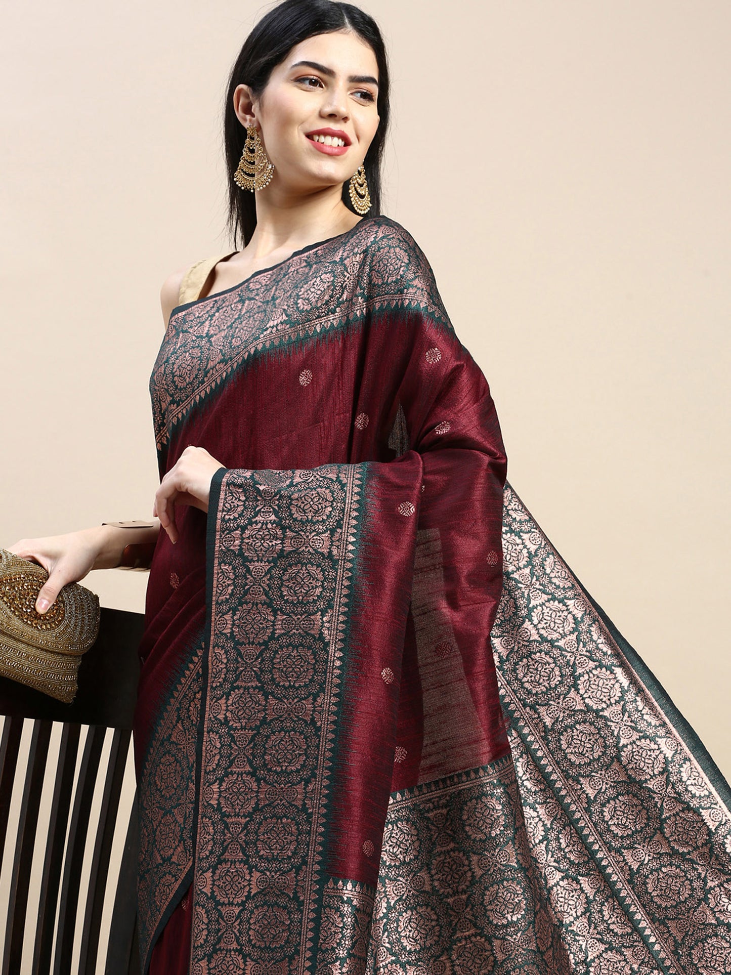 Maroon Vaisali Zari Woven Banarasi Silk saree