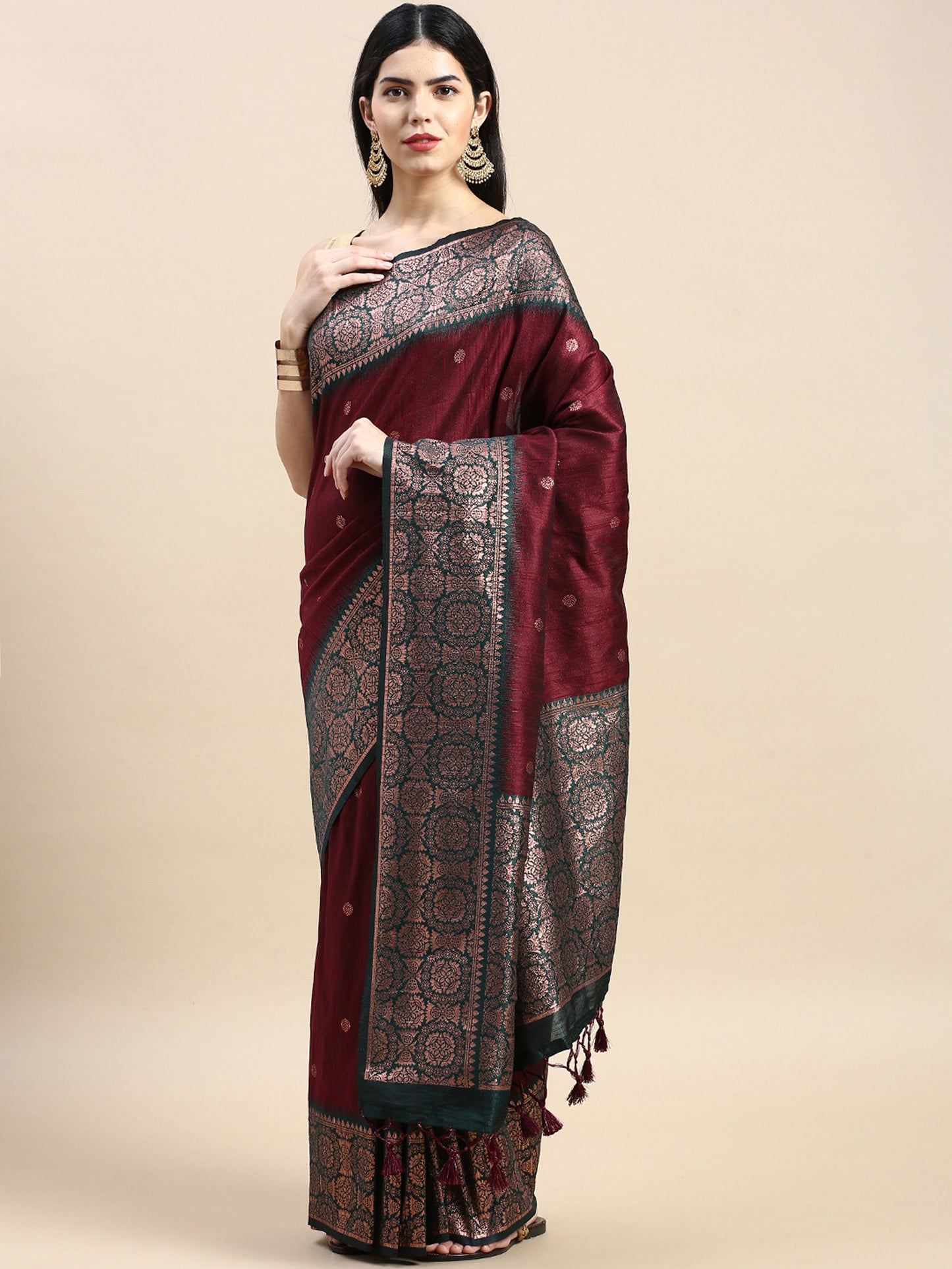 Maroon Vaisali Zari Woven Banarasi Silk saree