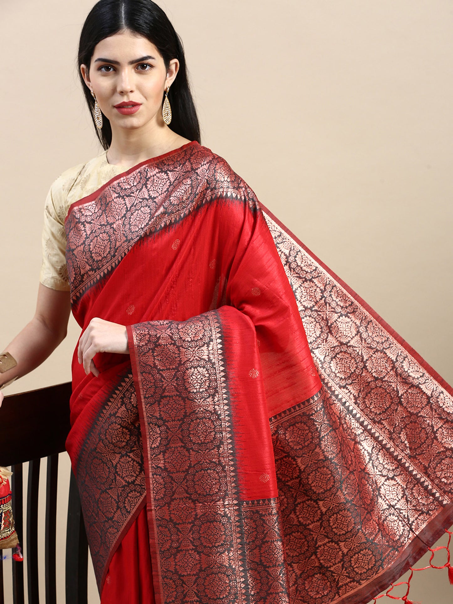 Red Vaisali Zari Woven Banarasi Silk saree