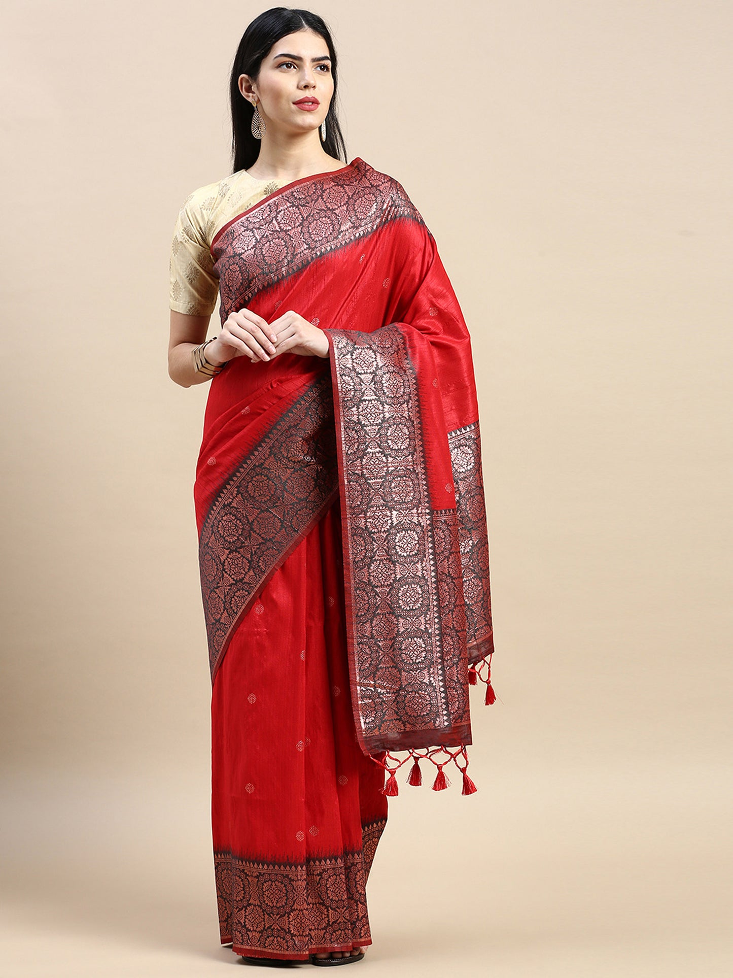 Red Vaisali Zari Woven Banarasi Silk saree