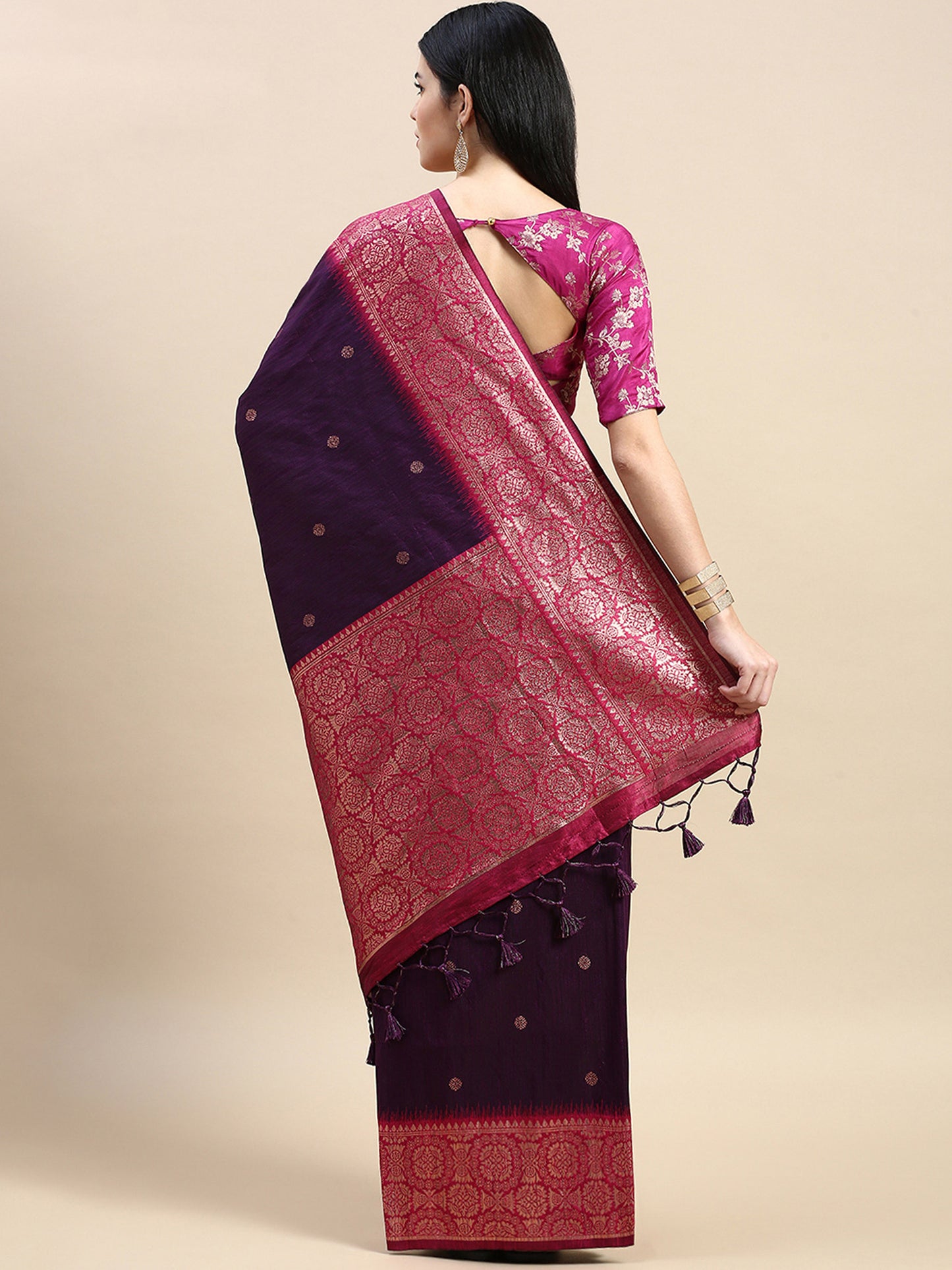 Wine Vaisali Zari Woven Banarasi Silk saree