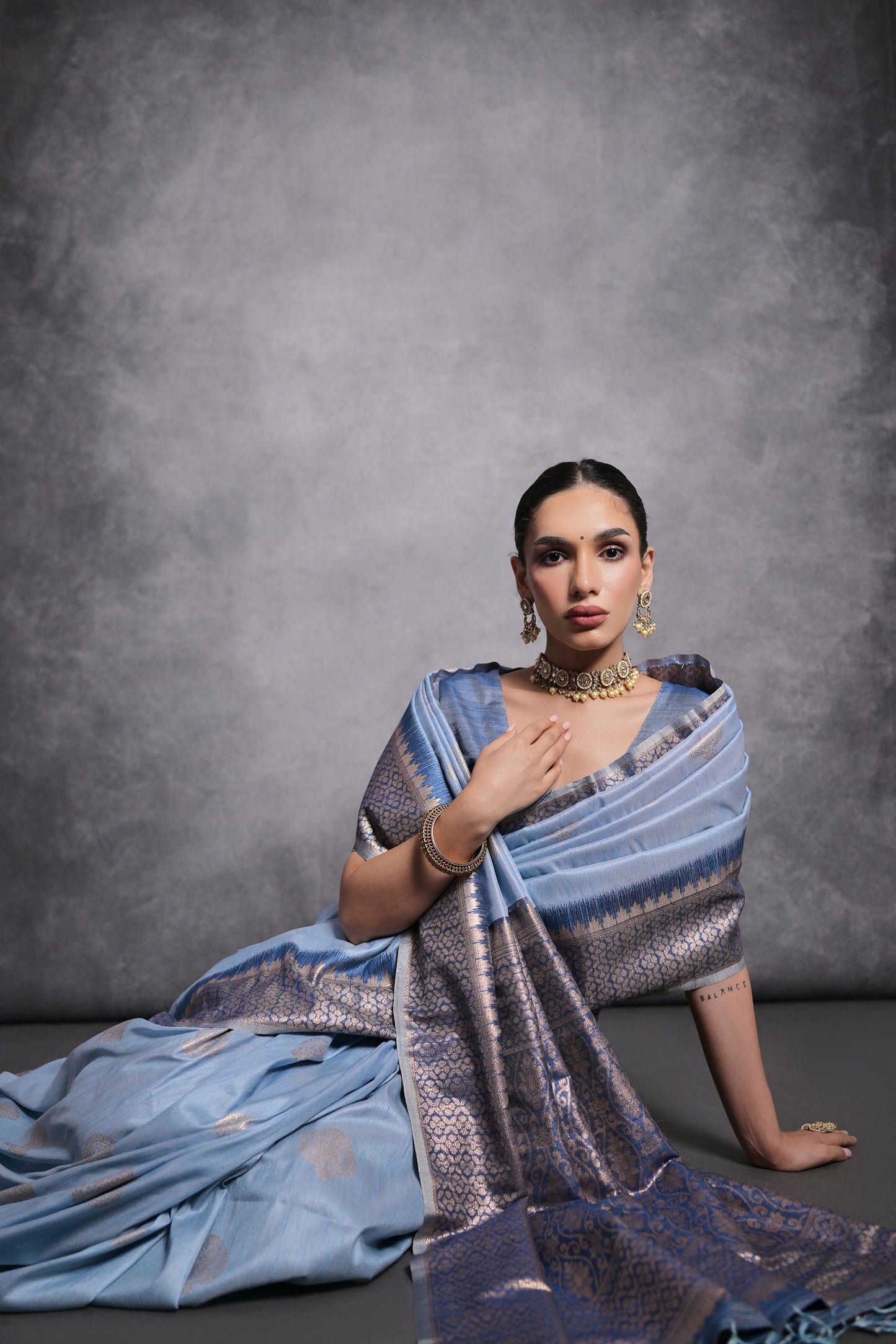 Blue Vaishali Tussar Silk Zari Woven Saree