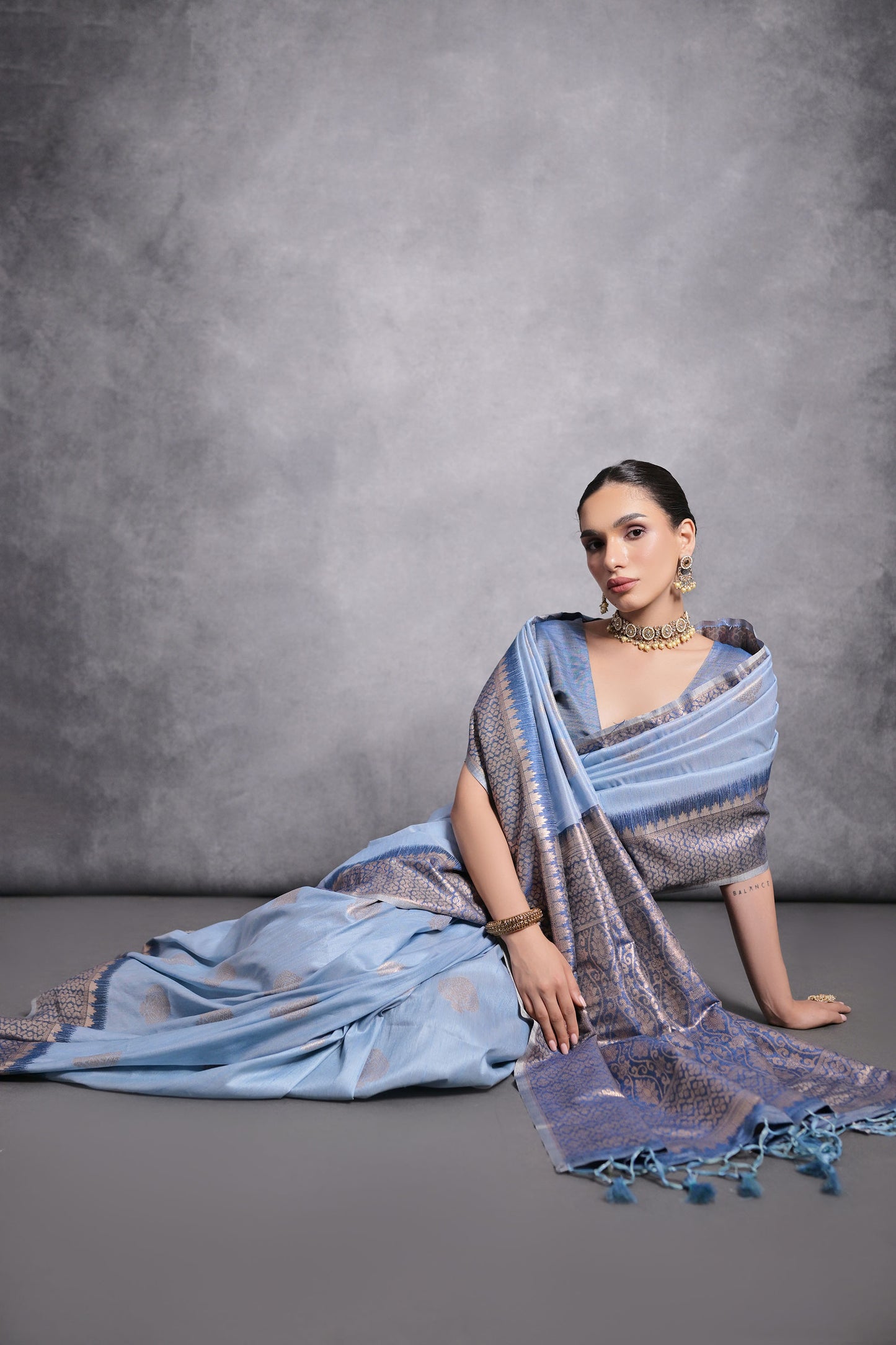 Blue Vaishali Tussar Silk Zari Woven Saree