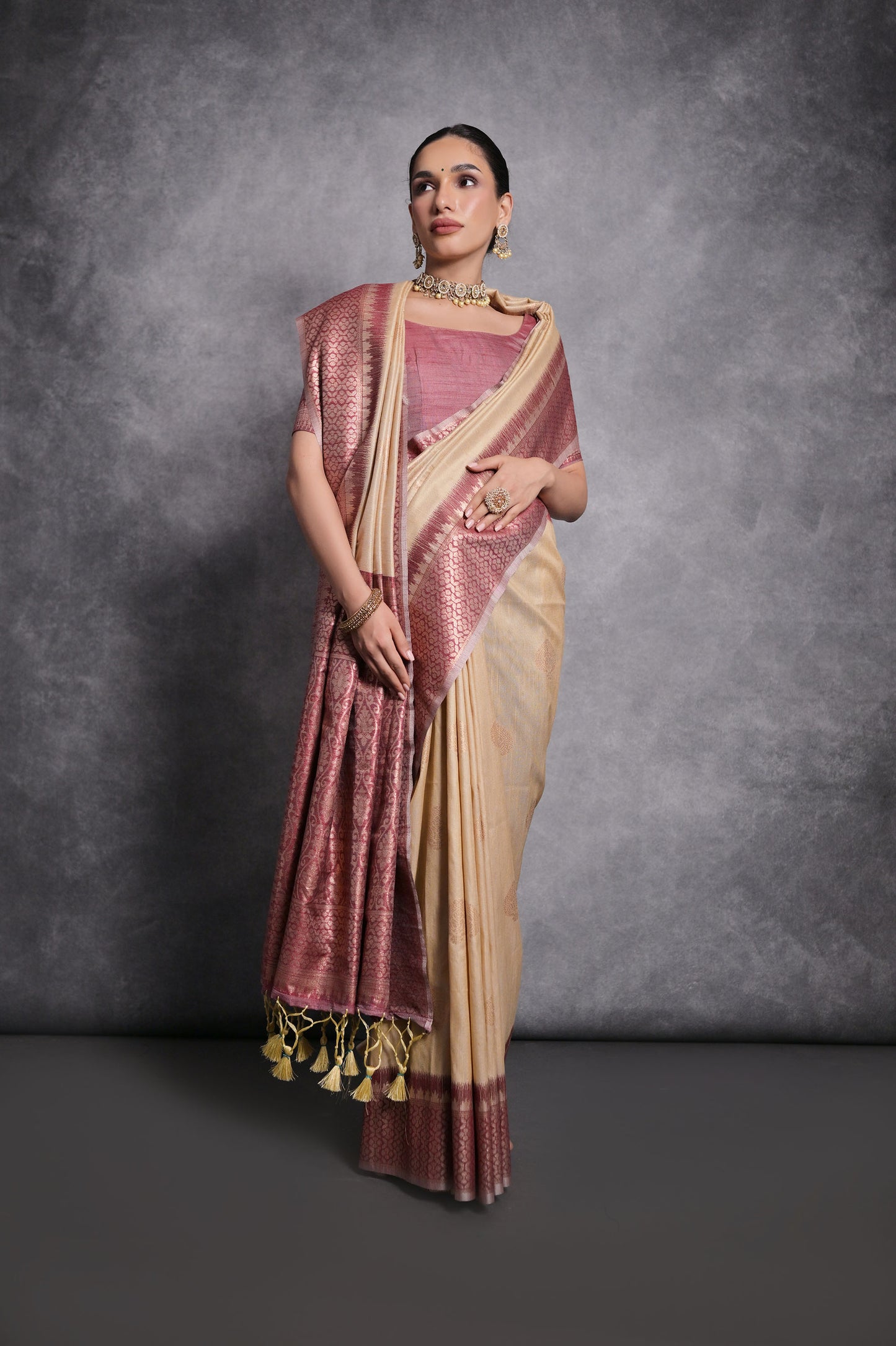 Chiku Vaishali Tussar Silk Zari Woven Saree