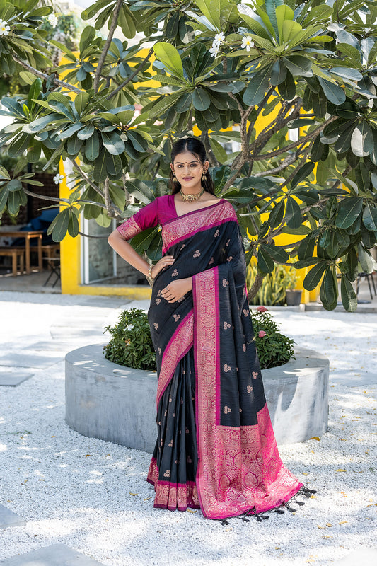 Black Vaishali Banarasi Silk Zari woven Saree