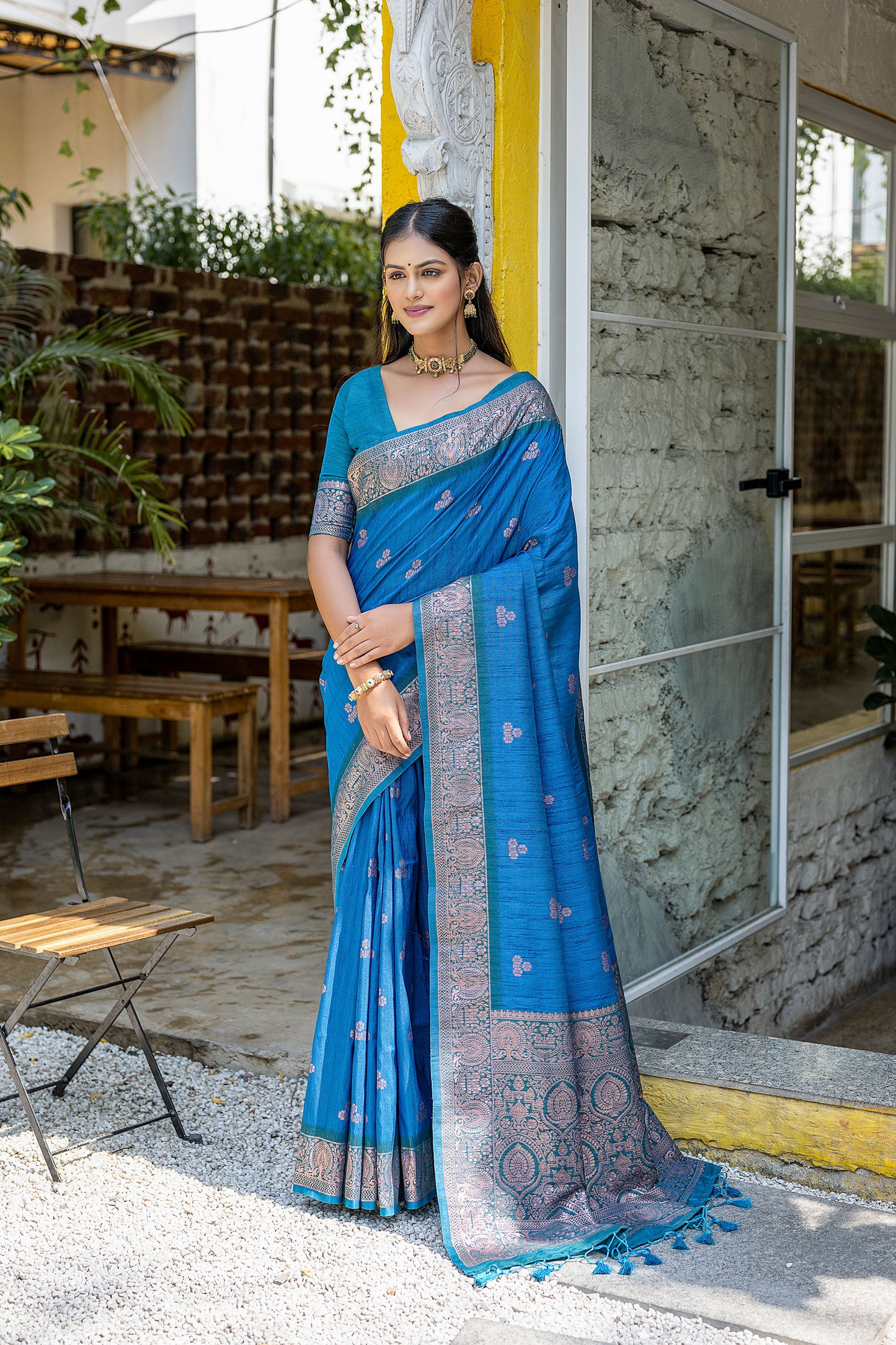 Firozi Vaishali Banarasi Silk Zari woven Handloom Saree