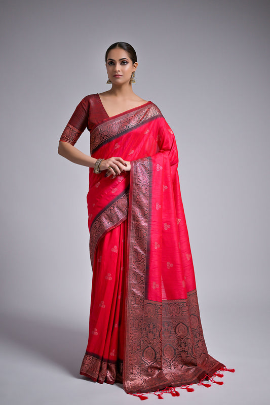 Pink Vaishali Banarasi Silk Zari woven Handloom Saree