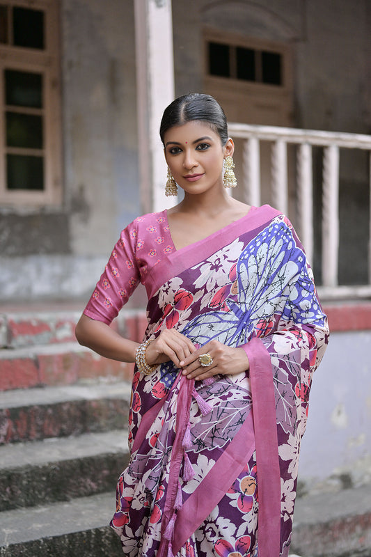 Wine Vani Cotton Silk Zari woven Handloom Saree