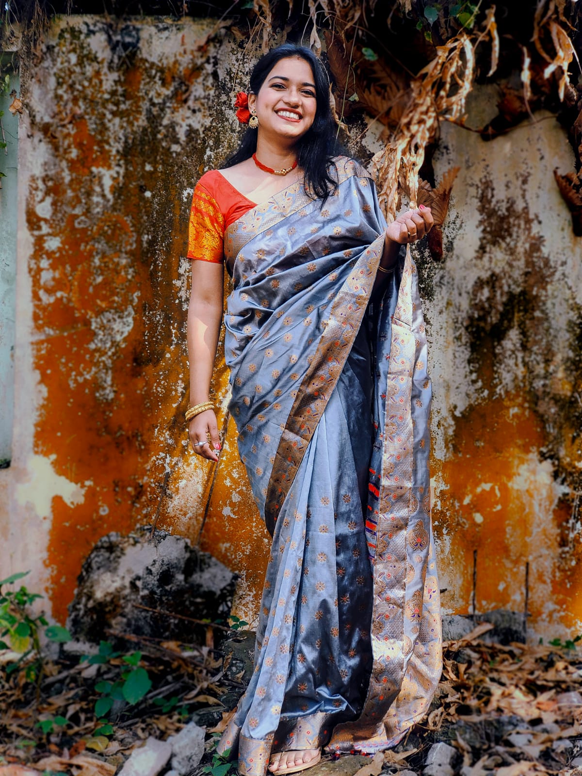 Vovam Blue Silk Handloom saree