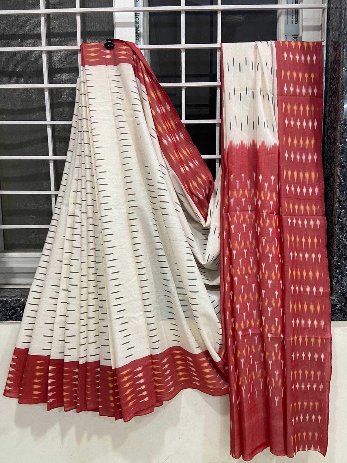 Elegant Ikkat Mercerised Cotton Saree with Blouse Piece | Cotton Saree With Blouse By Rank Never Retires