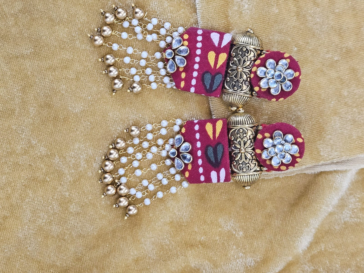 Long Gujarati Earring with Pearls