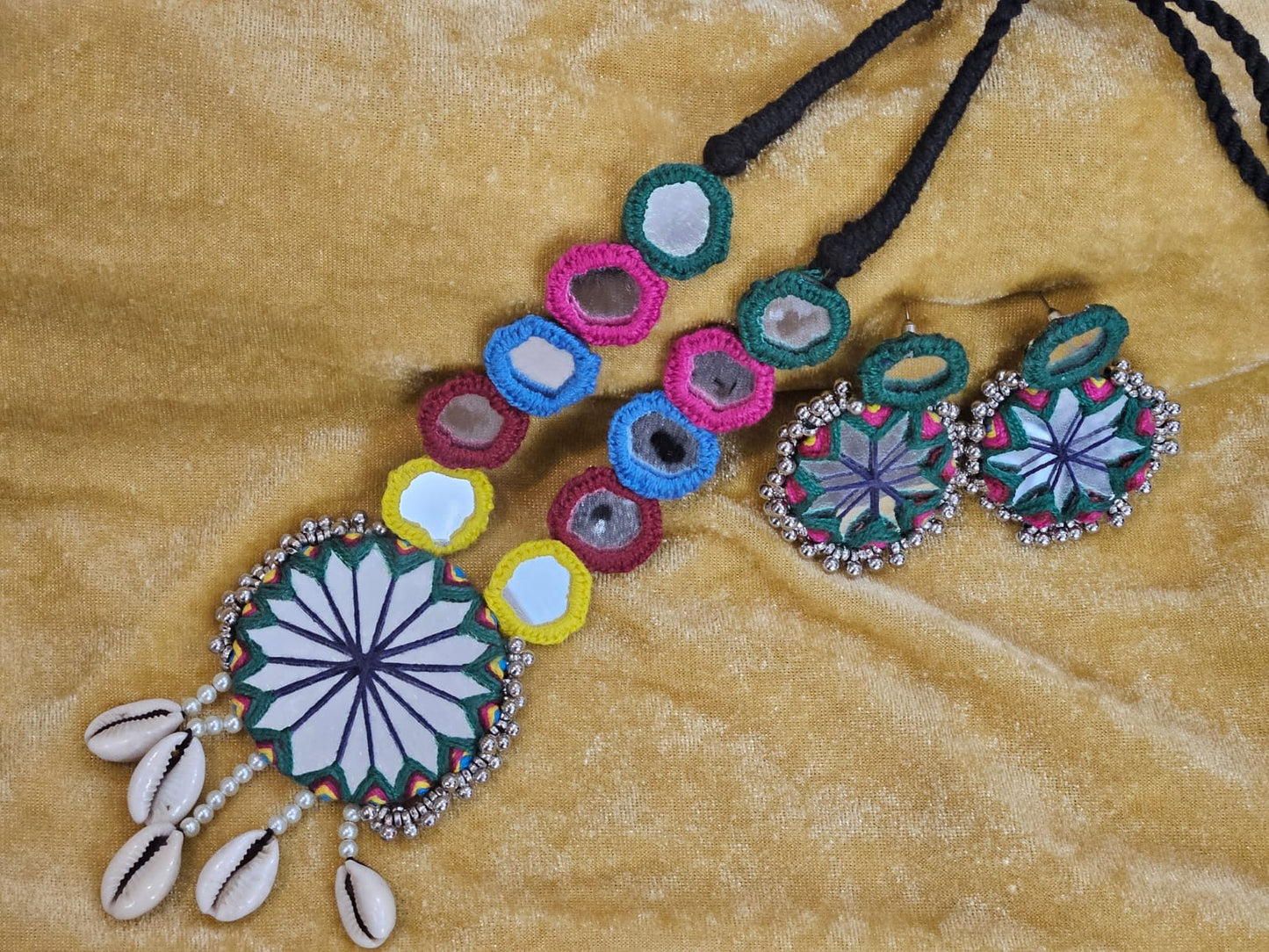 Multi Coloured Long Necklace with Earrings